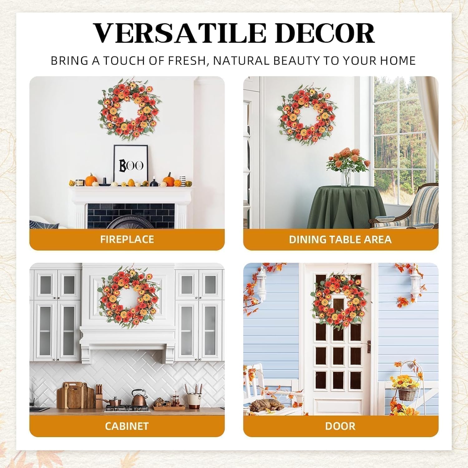 Hometrance 20 Inch Autumn Wreath for Front Door