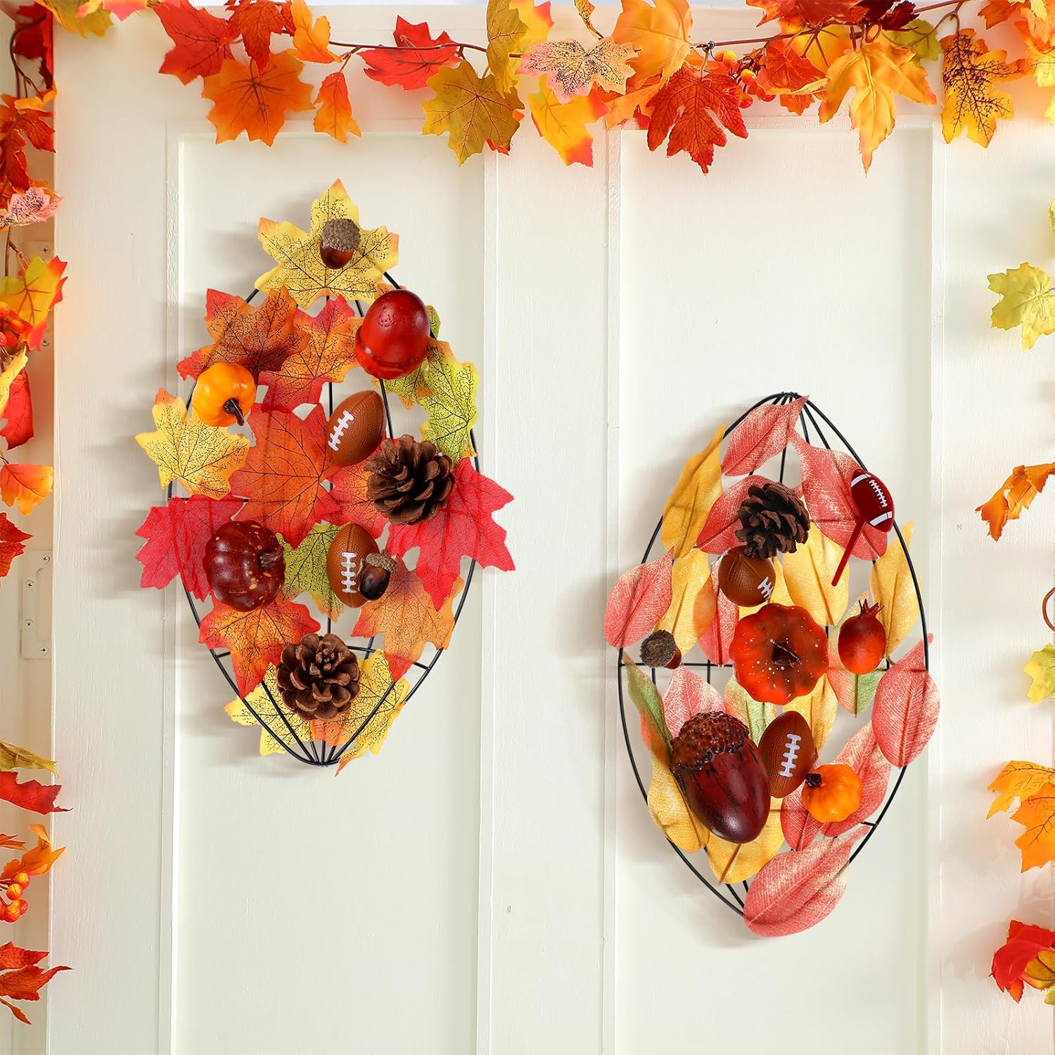 6 Pcs Fall Football Decorations 12 Inch Metal Wreath Frame for Sports Party DIY