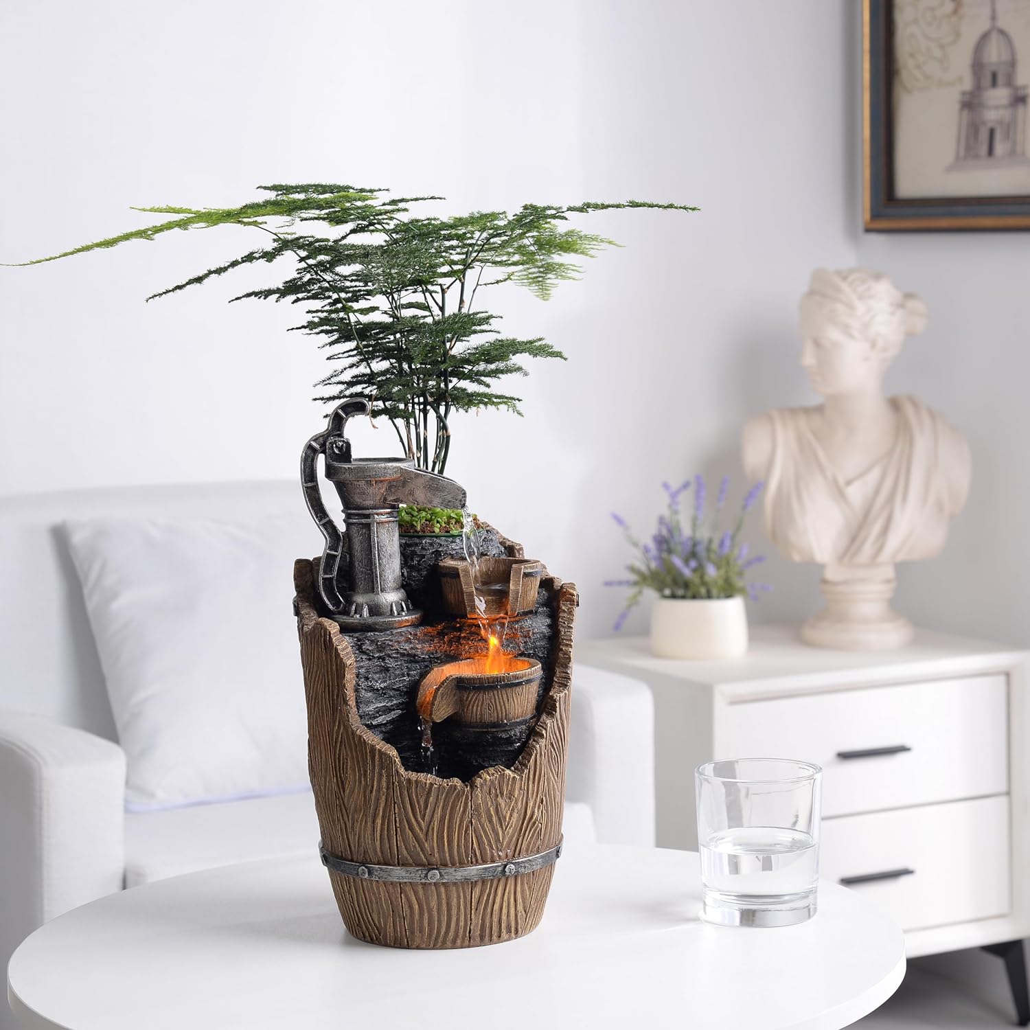 Tabletop Fountain with LED Lights for Relaxation and Air Purification