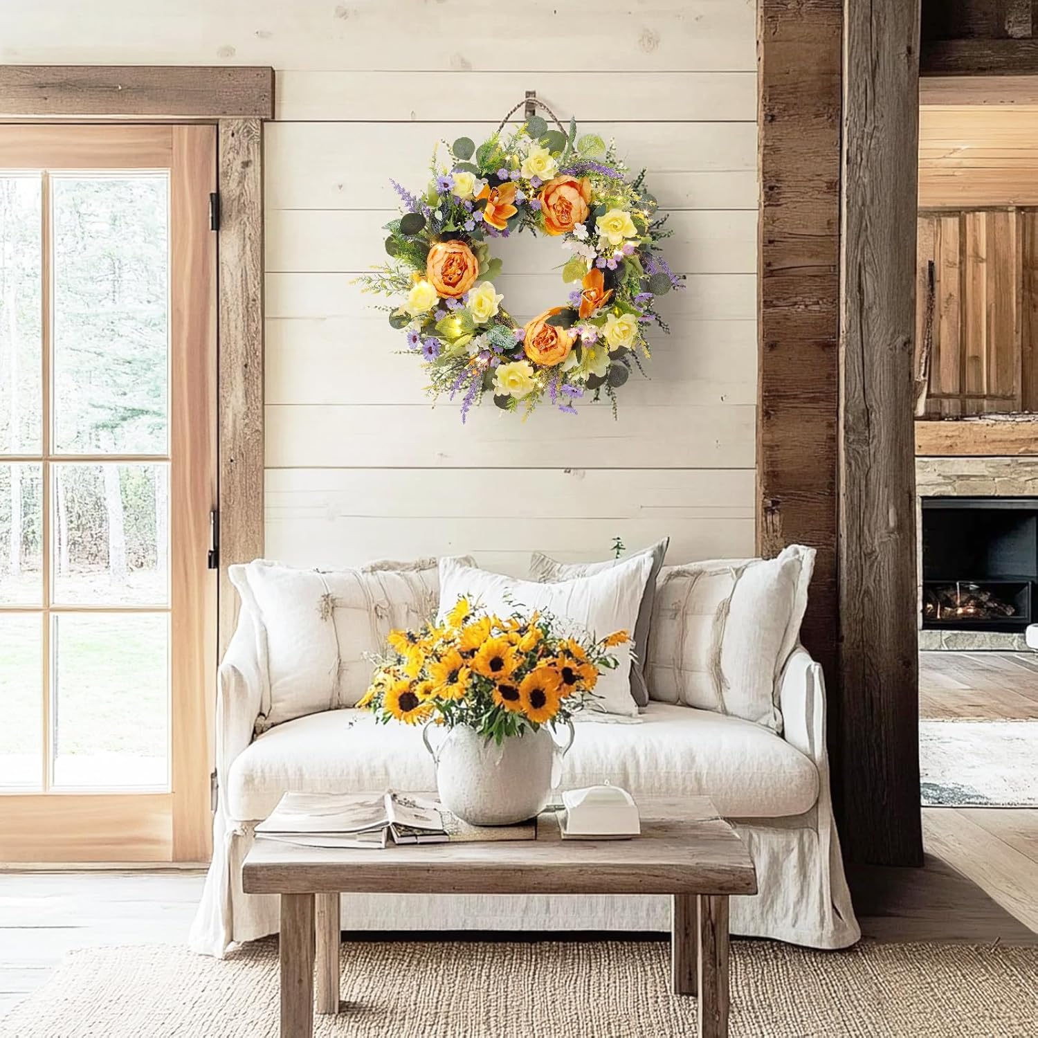 22 Inch Handmade Spring Wreath Front Door Decor