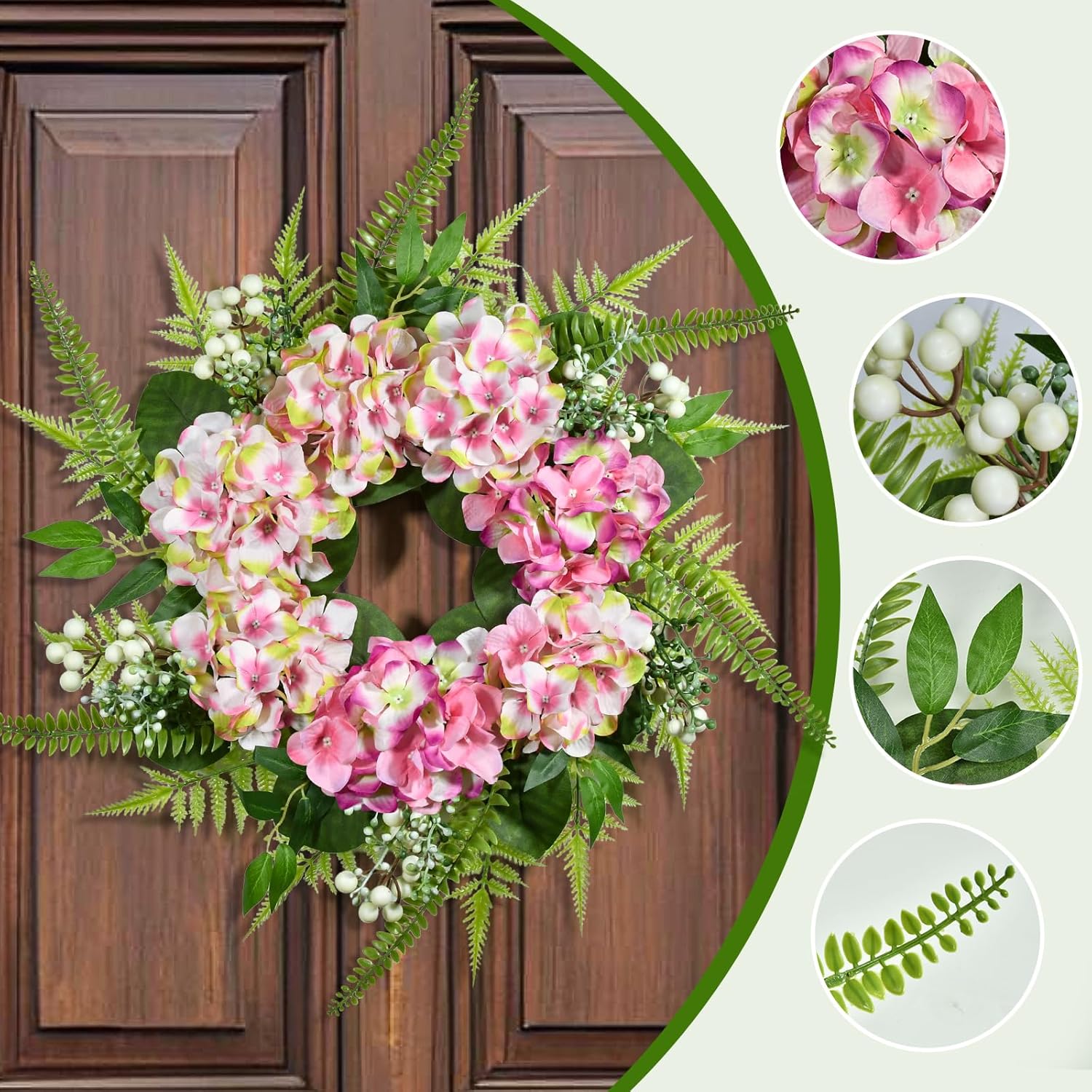 25 Inch Ombre Hydrangea Wreath for Front Door Decor