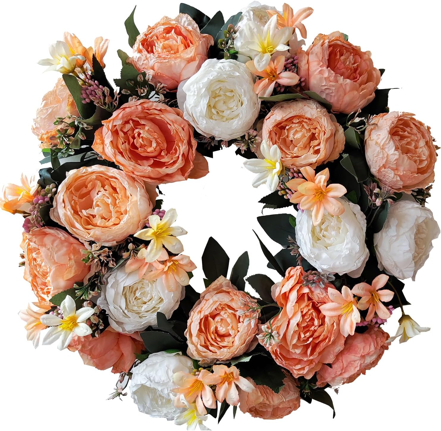 WANNA-CUL 20 Inch Spring Wreath for Front Door Decor
