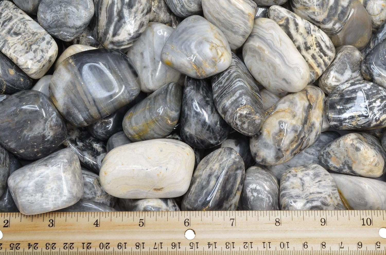 Fantasia Black Cream Chert Stones 3 Lbs Tumbled Size 9