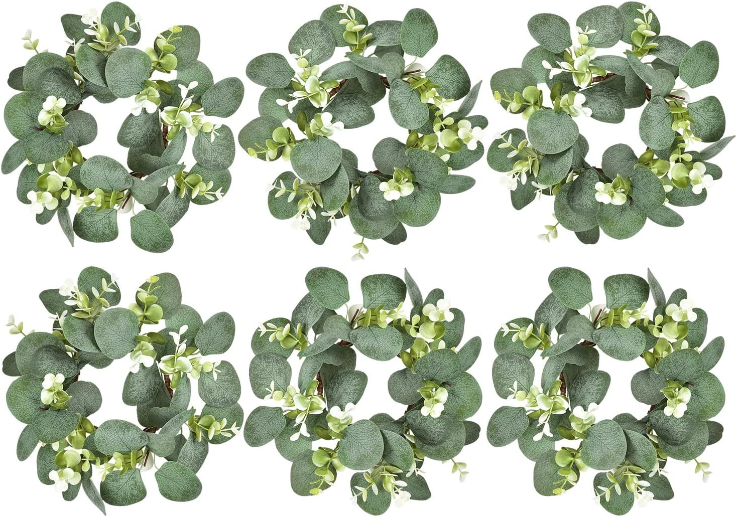 LSKYTOP 6Pcs Eucalyptus Wreath Set for Kitchen Decor