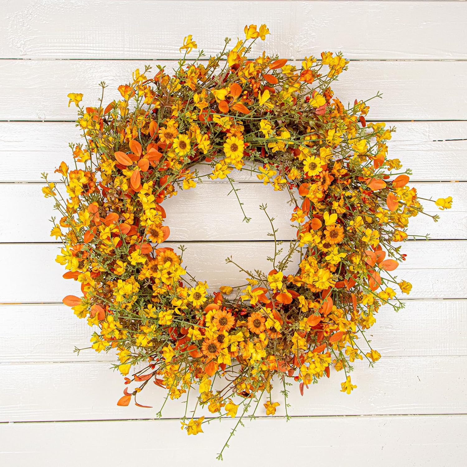 18 Inches Rustic Fall Wreath with Wildflowers