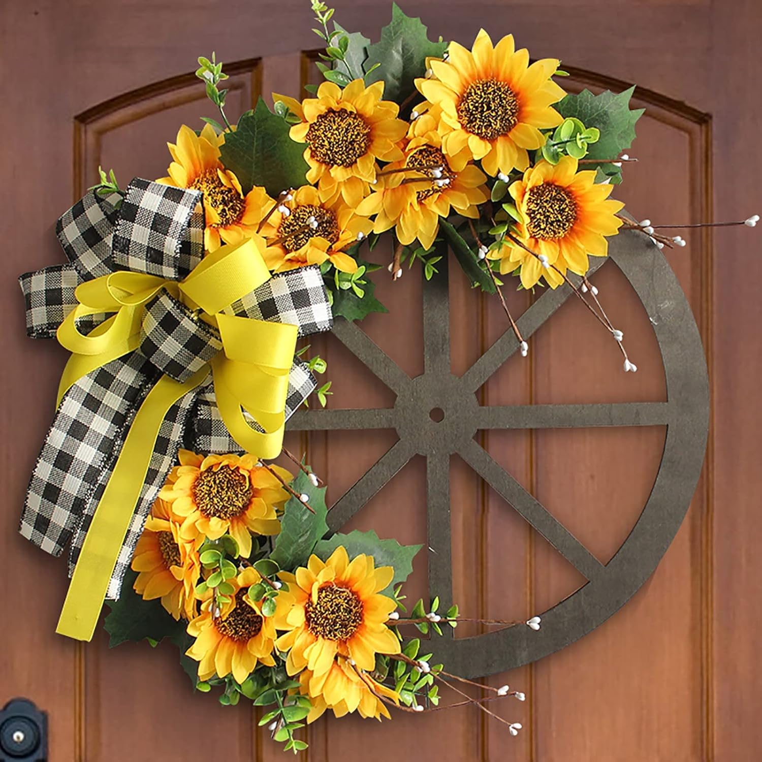 Summer Sunflower Bee Wreath for Front Door Decor