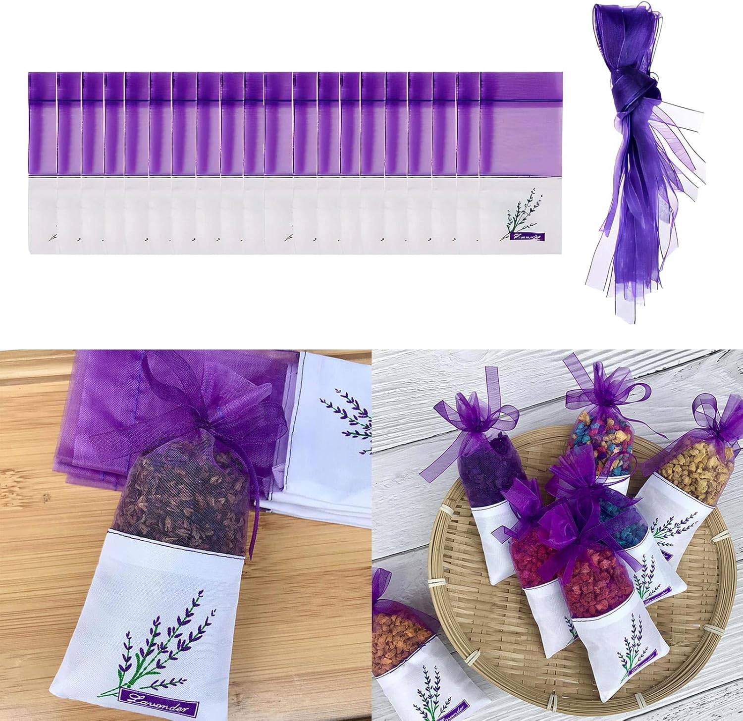 20PCS Lavender Sachets for Wardrobe and Drawer Freshener