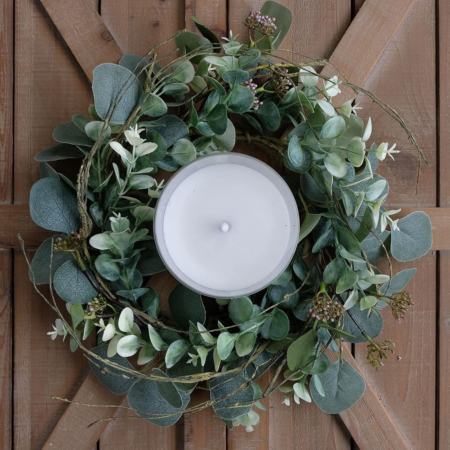 Idyllic 12 Inch Artificial Eucalyptus Wreath 2 Pack