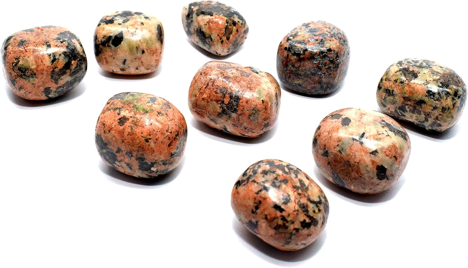 Orange Orthoclase With Black Tourmaline Tumbled Stones 5PCS