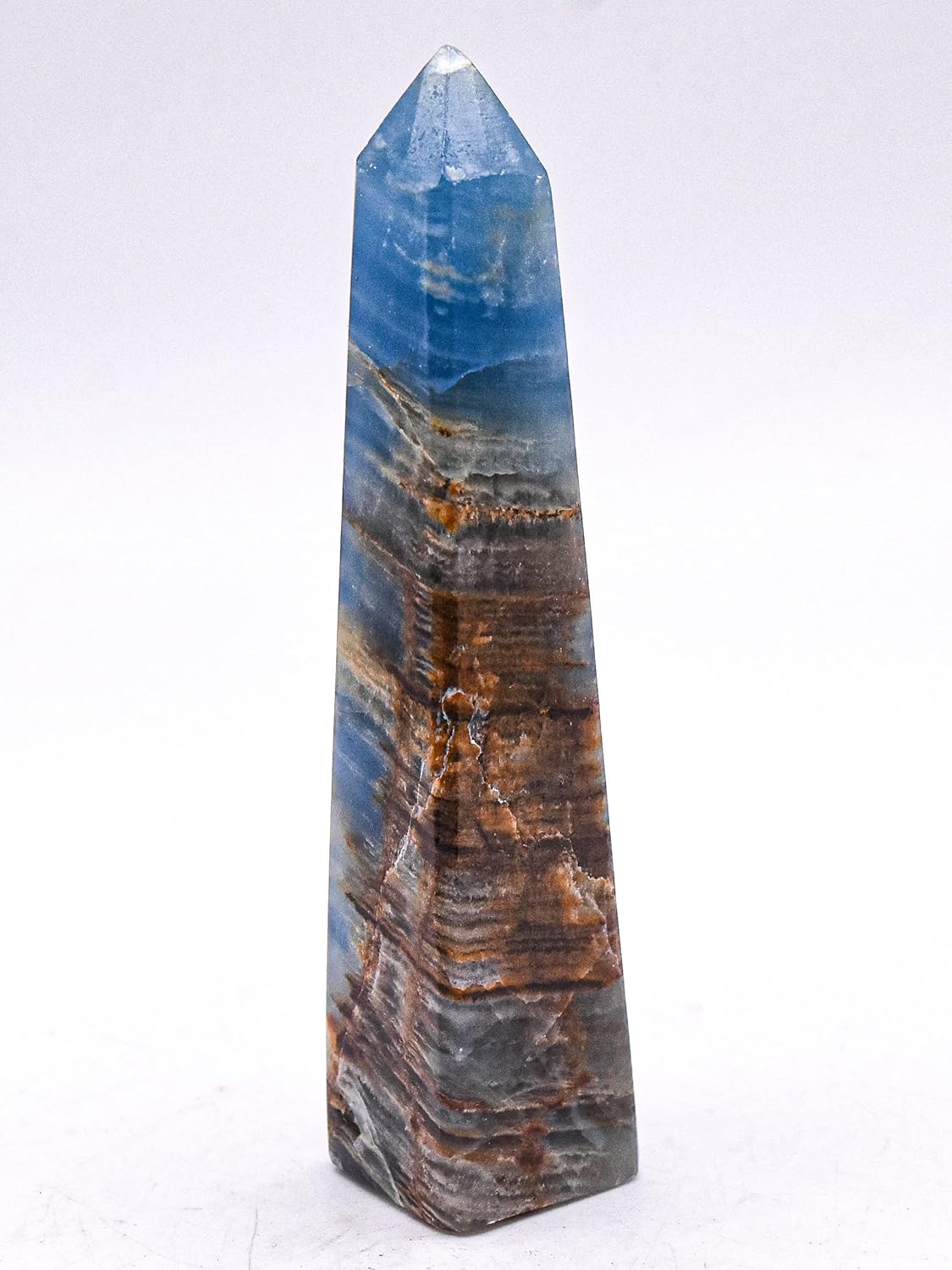 HQRP 37 Inch Blue Banded Onyx Obelisk Natural Decor Specimen Tower