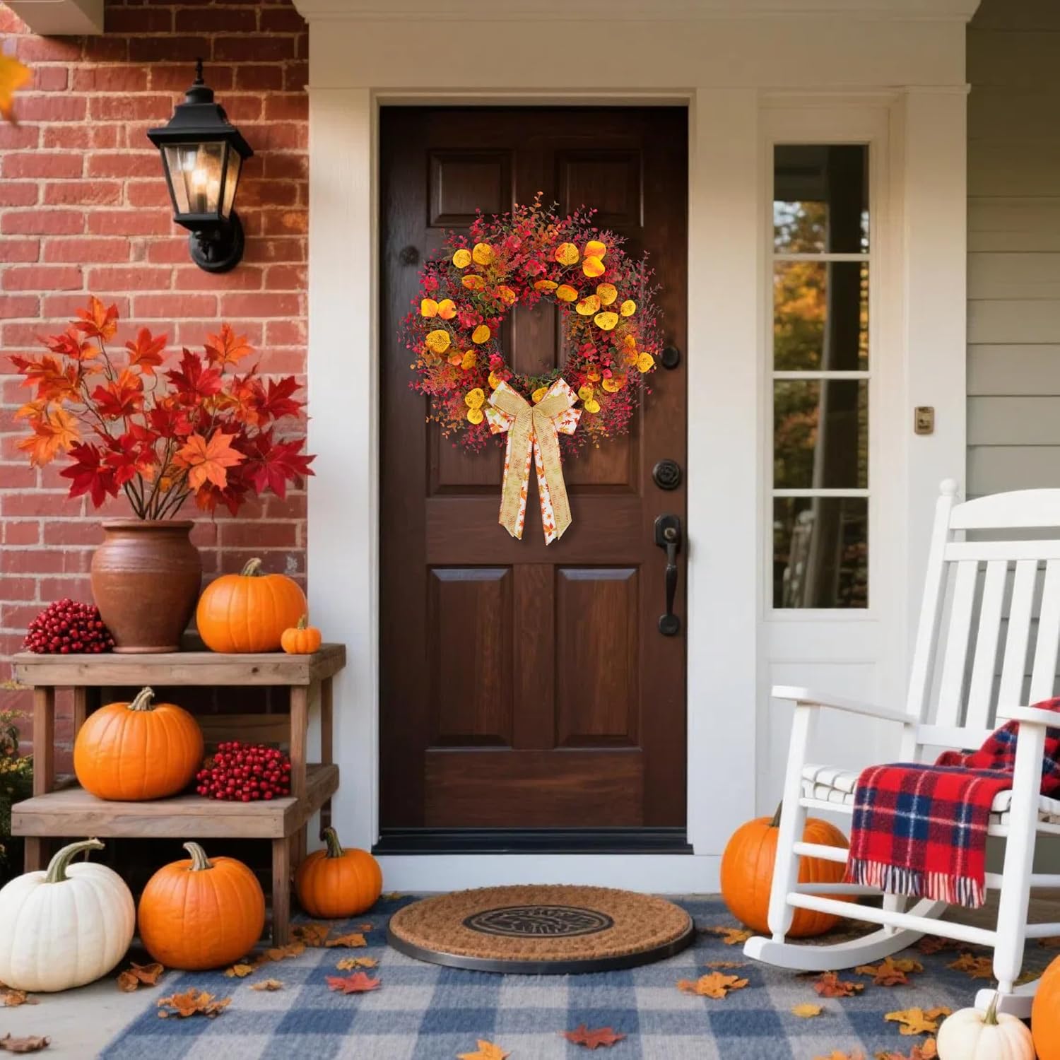 CYANBLOOM Fall Front Door Wreath 24 Inch