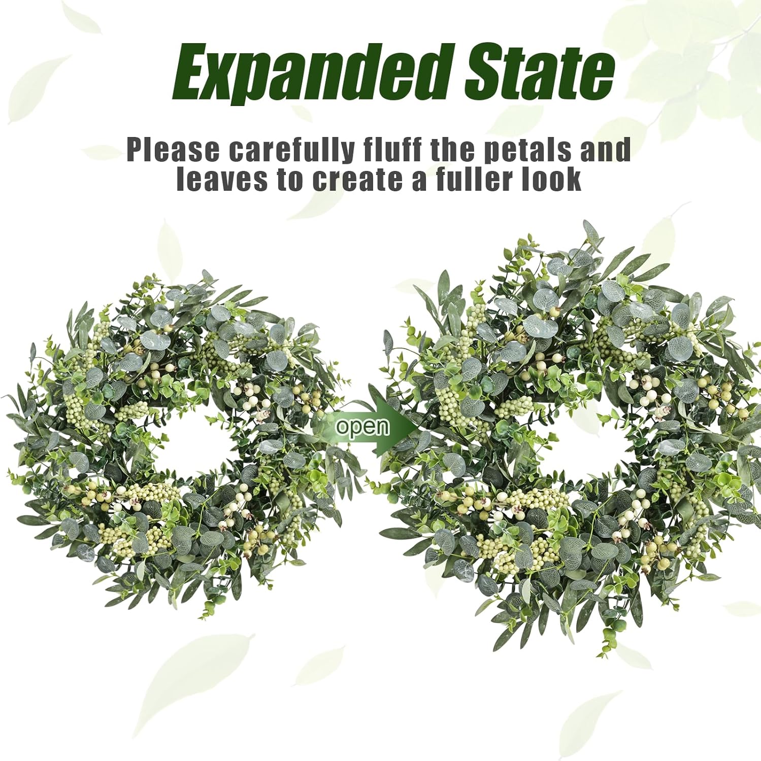 22 Inch Eucalyptus Wreath with Berries and Olive Leaves Artificial Decor