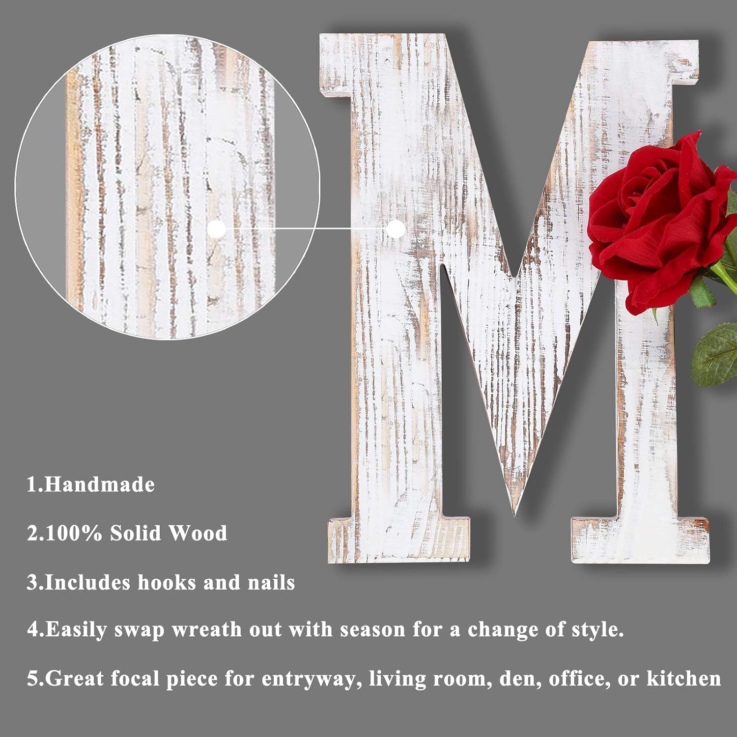 LOSOUR Farmhouse Decor Wood Letters Wreath