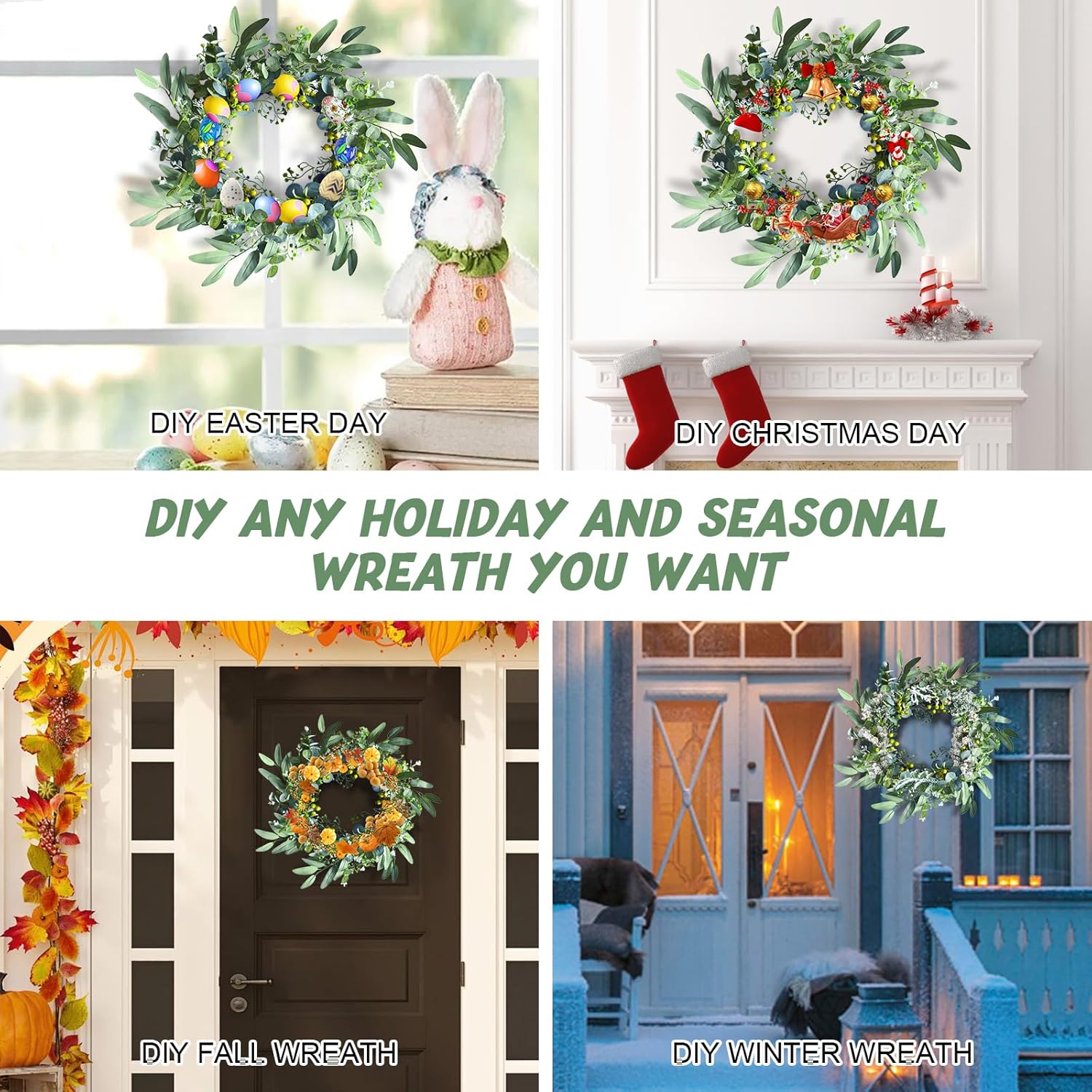 Eucalyptus Wreath for Front Door 20 Inches All Seasons
