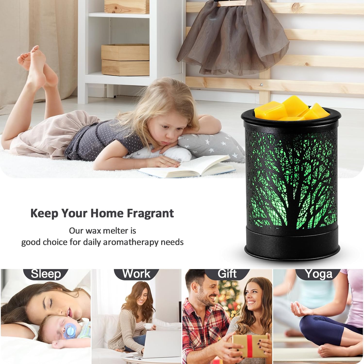 Dialans Scented Wax Melter with LED Light and Silicone Tray