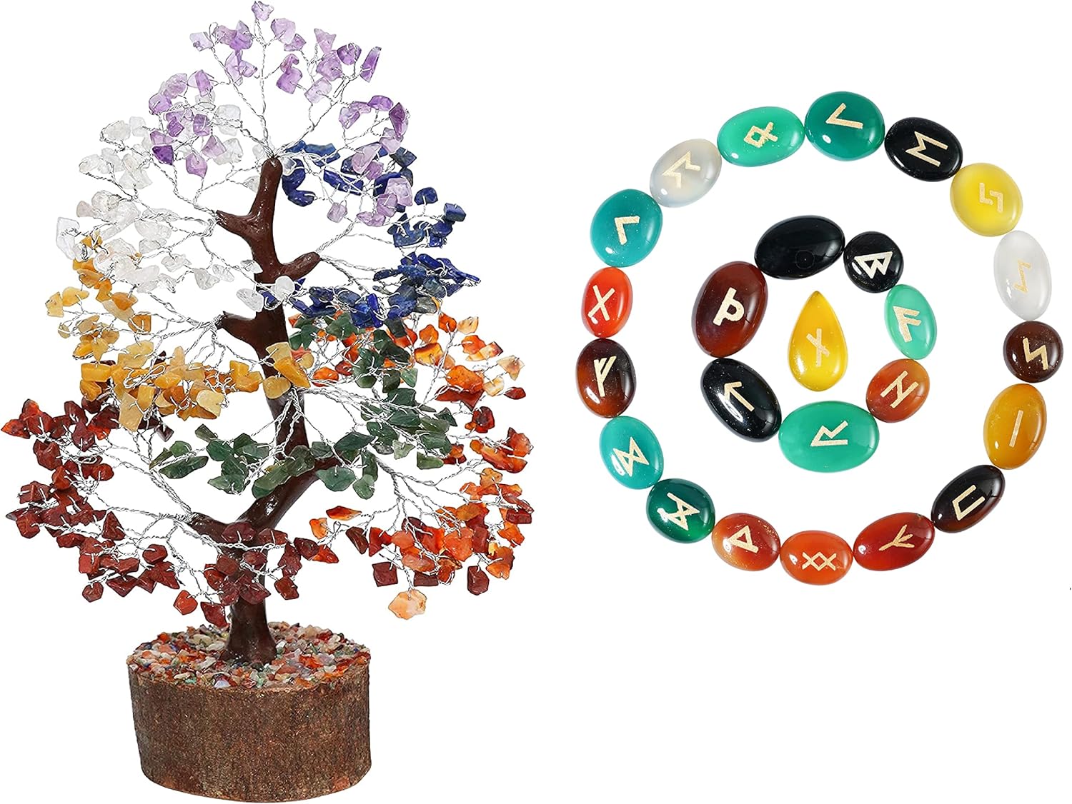 Crocon Seven Chakra Gemstone Tree Feng Shui Figurine Set