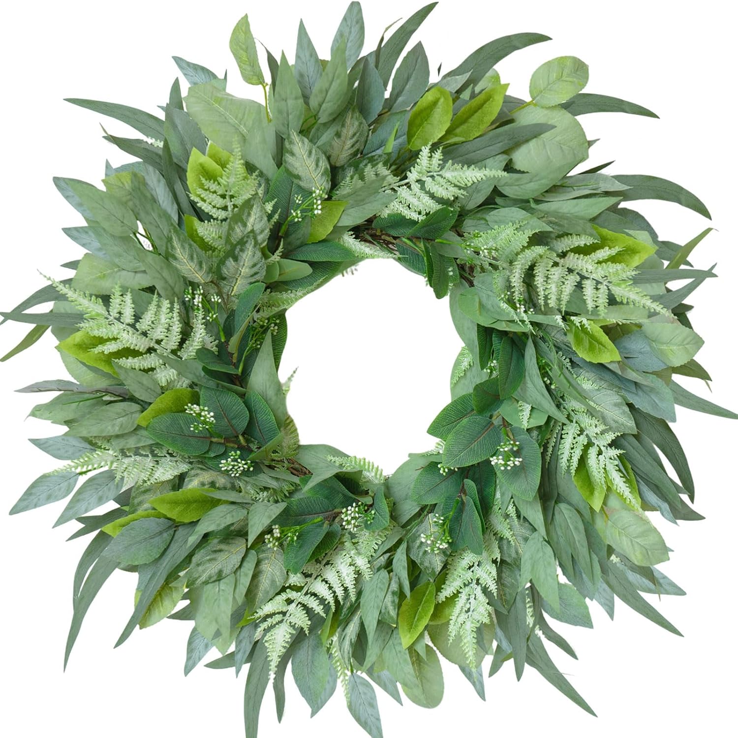 24-26 Inch Artificial Eucalyptus Wreath for Front Door