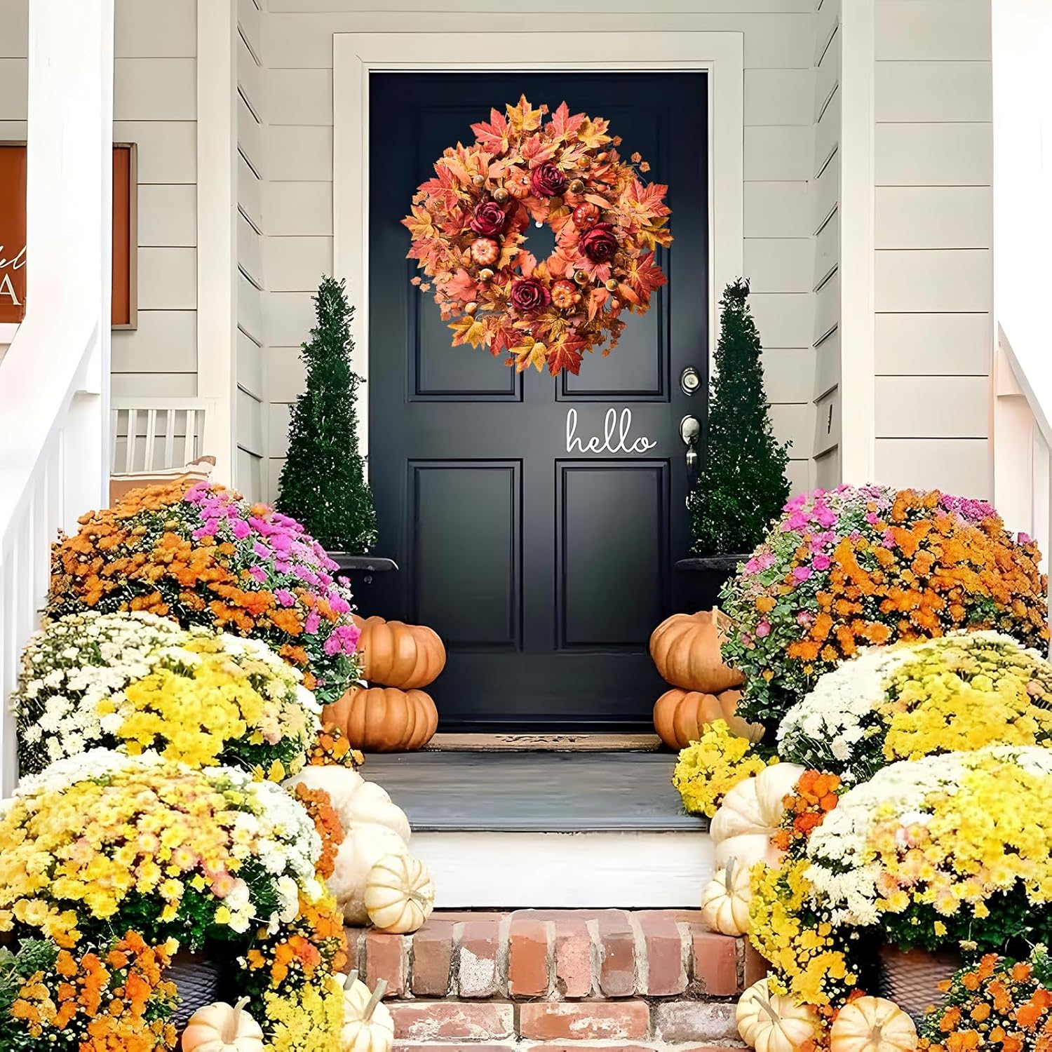 26 Inch Autumn Wreath for Front Door Decor