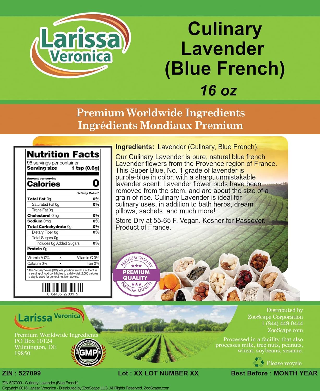 Larissa Veronica Culinary Lavender 16 oz Sachets