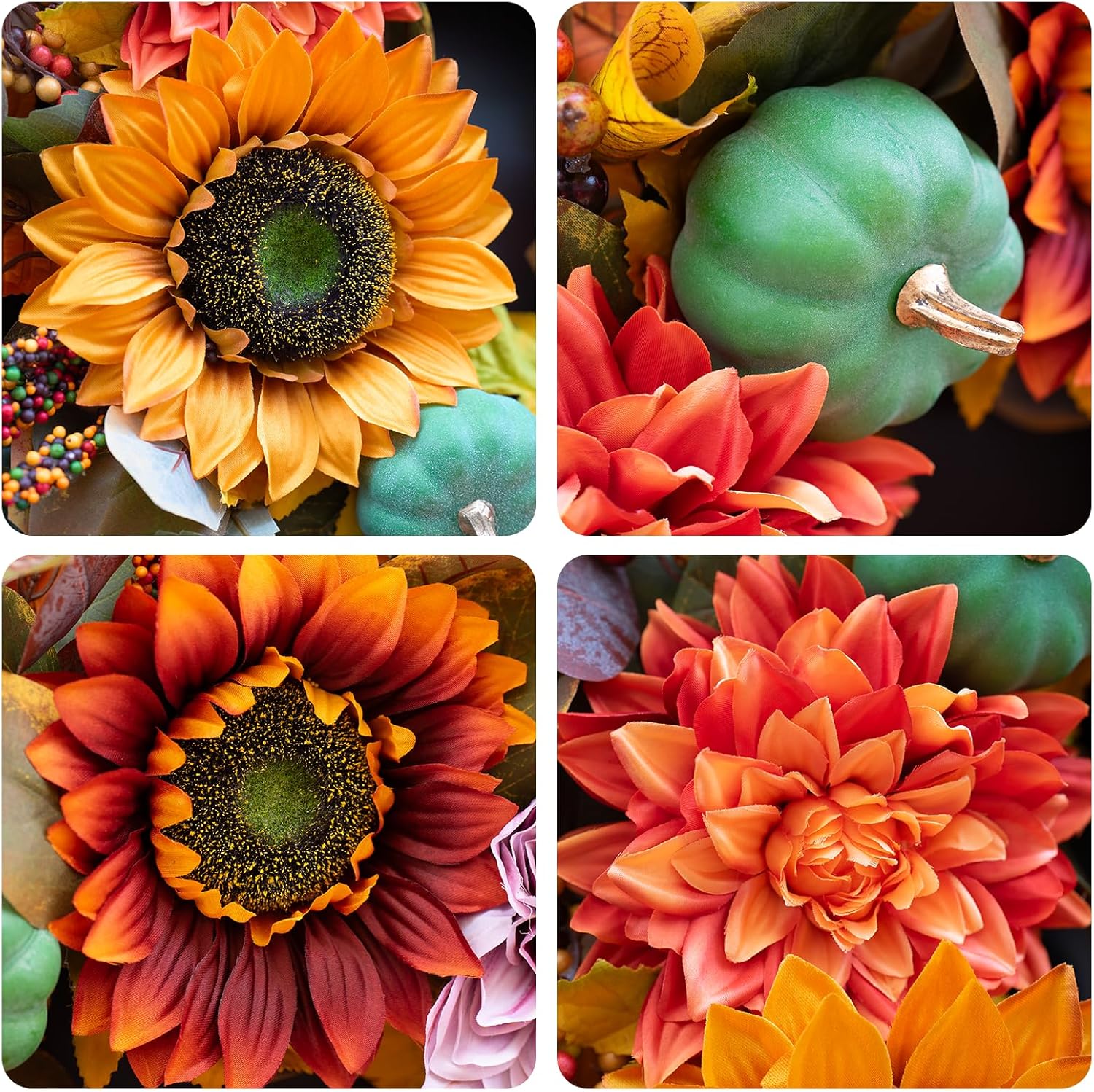 24 Inch Fall Door Wreath with Pumpkins and Berries