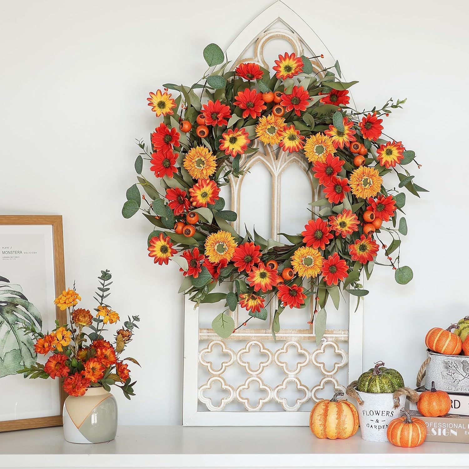 Hometrance 20 Inch Autumn Wreath for Front Door