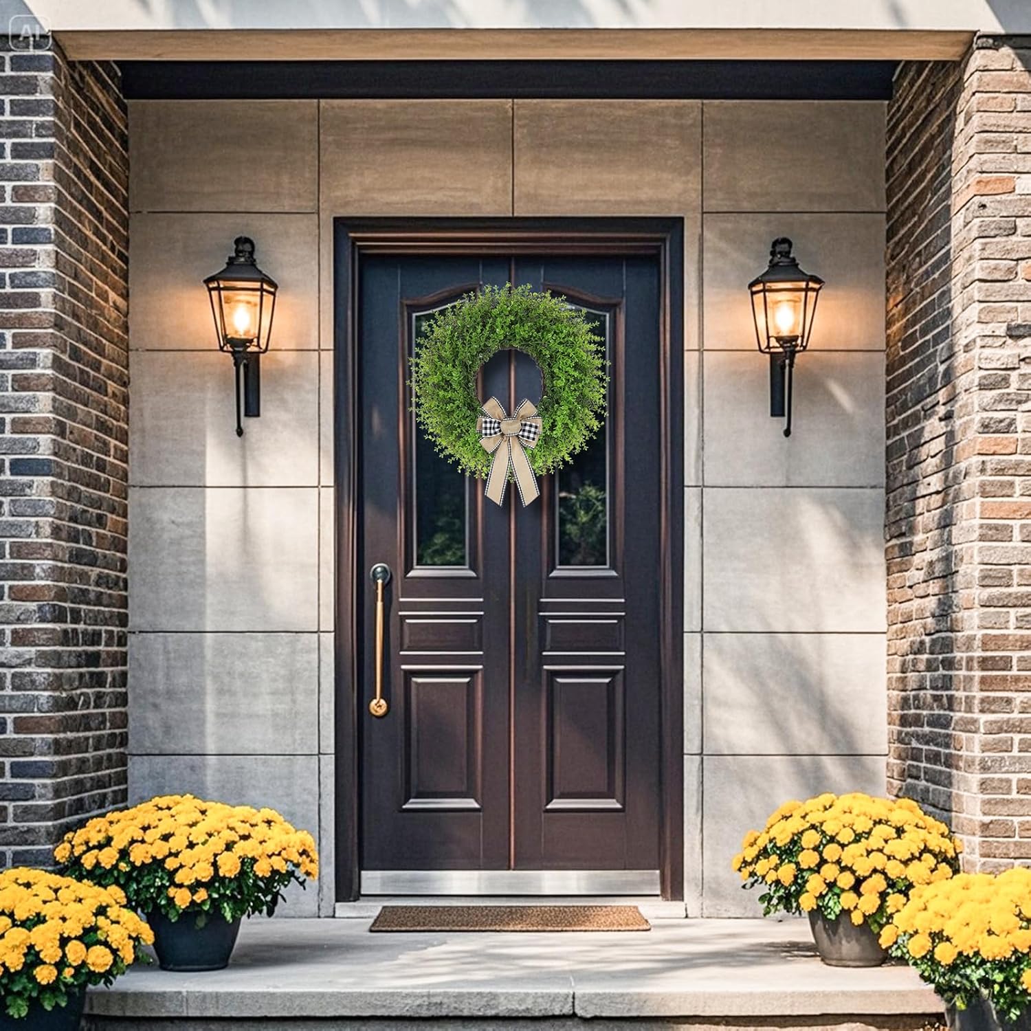 CYANBLOOM Boxwood Wreath for Front Door 24 Inch