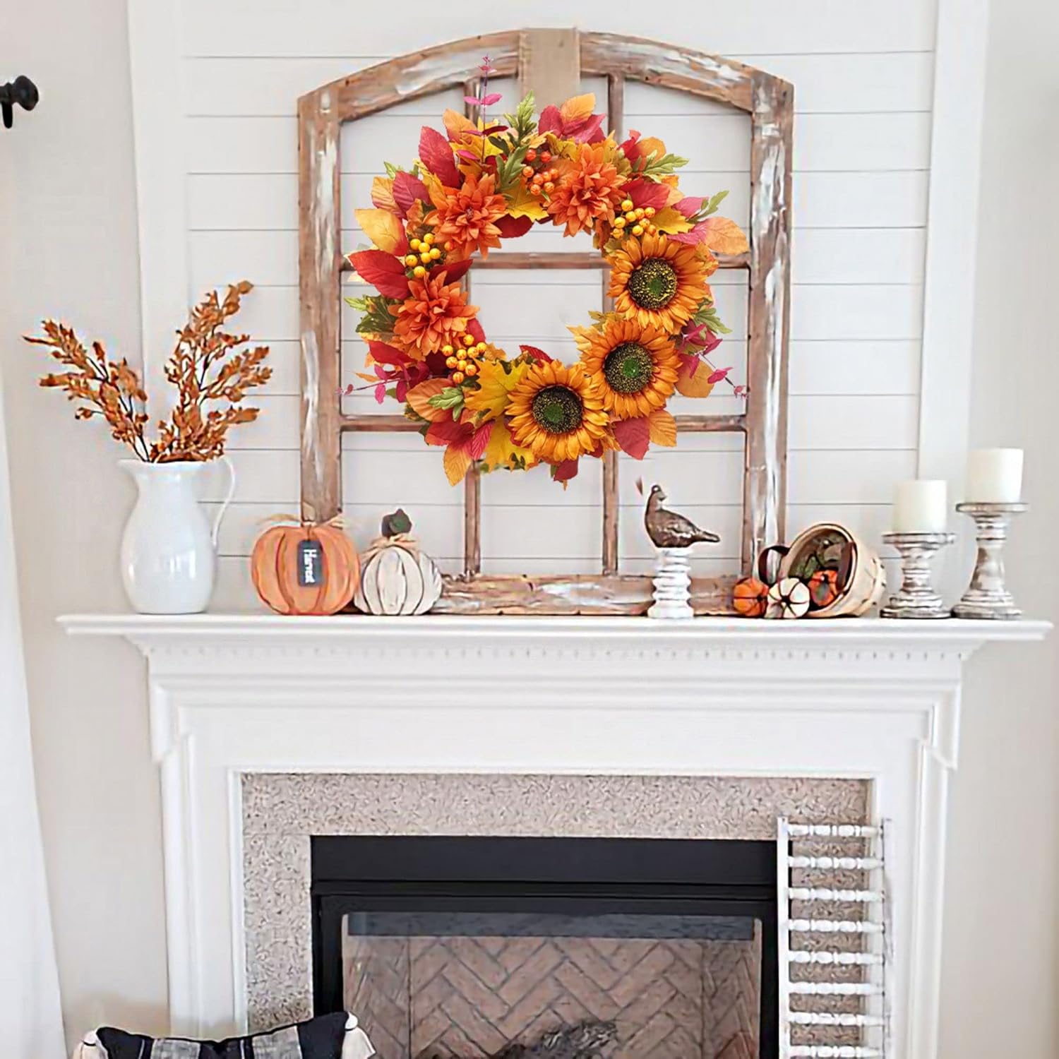 Tokcare 20 Inch Fall Wreath for Front Door
