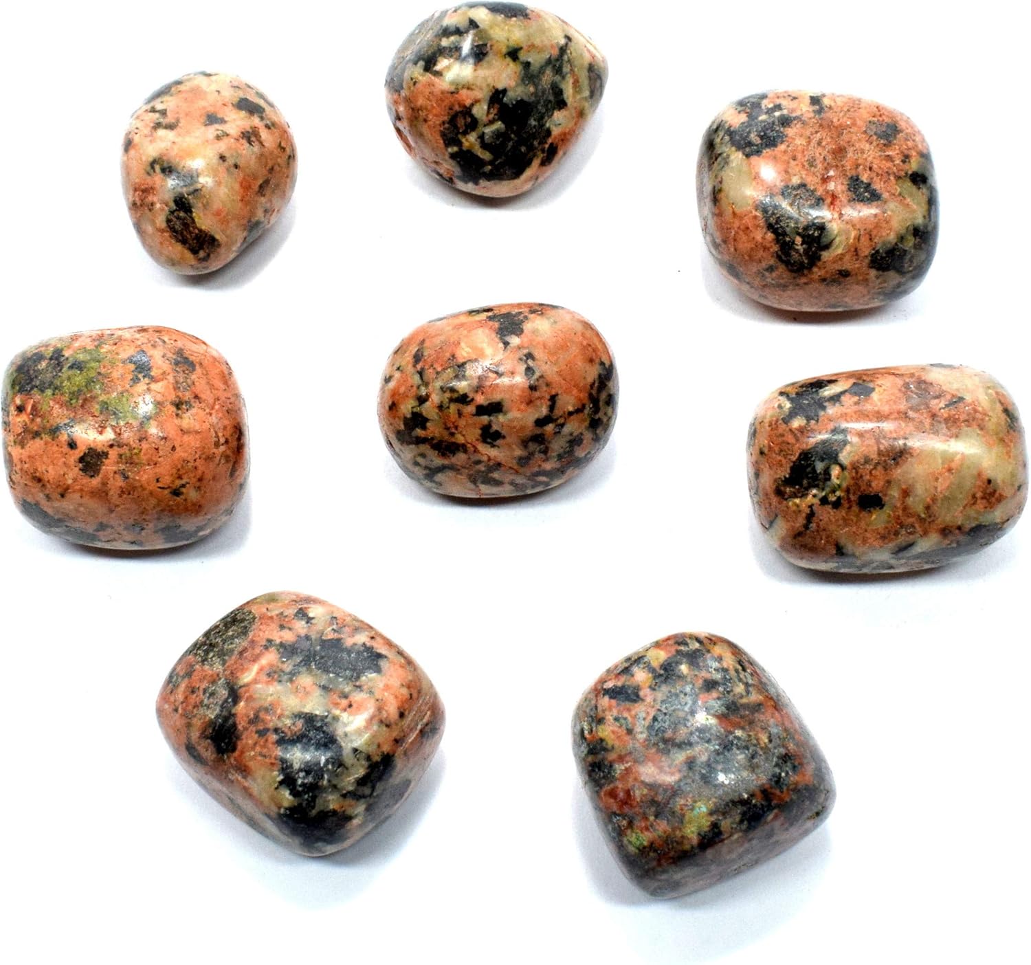 Orange Orthoclase With Black Tourmaline Tumbled Stones 5PCS