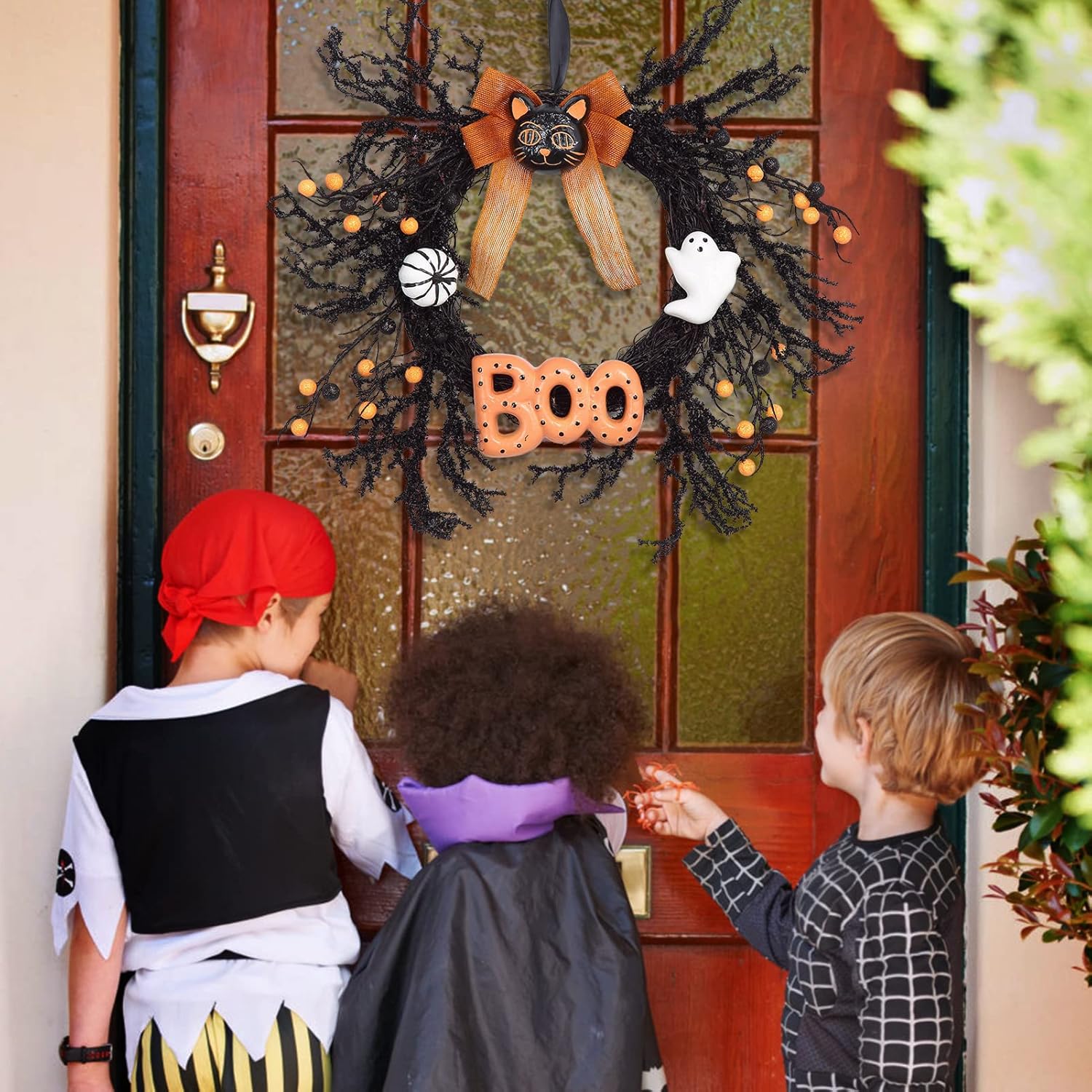 Adeeing 18 Inch Halloween Wreath Front Door Decor