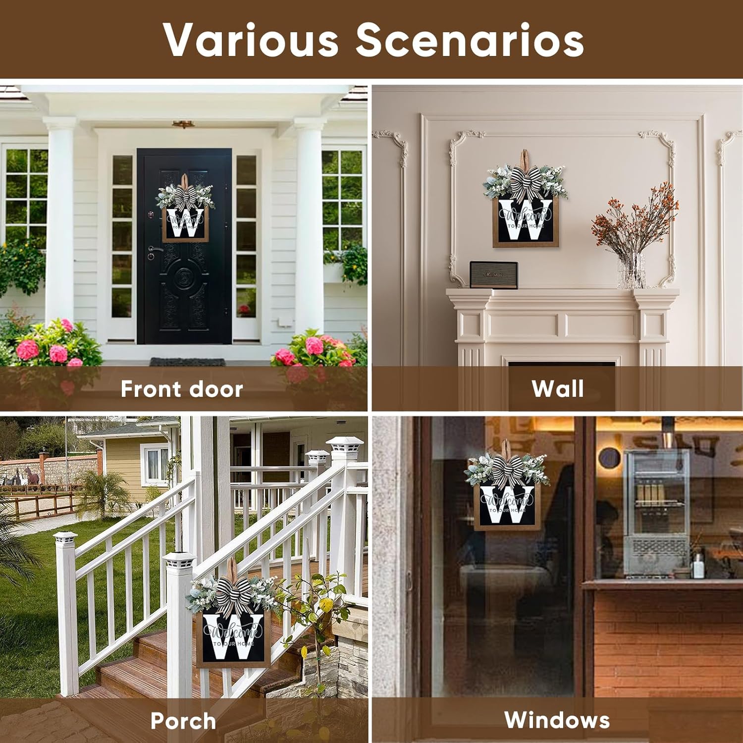 Ultra Large 14 Inch Front Door Wreath with 26 Initial Welcome Sign