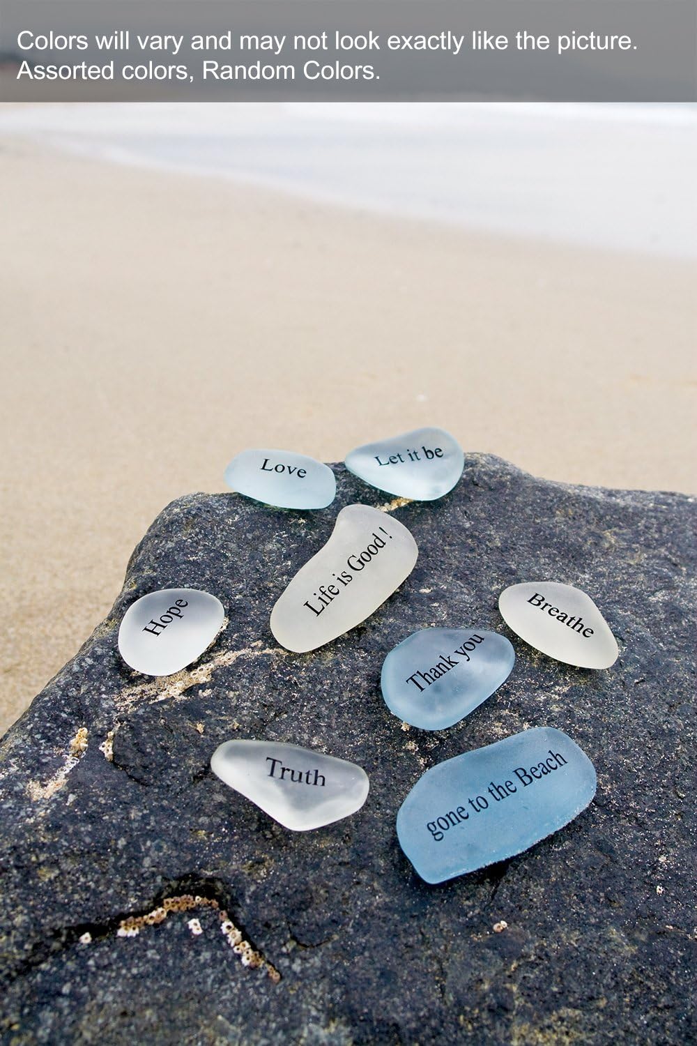 Courage Faith Hope Engraved Sea Glass Stones Set of 3