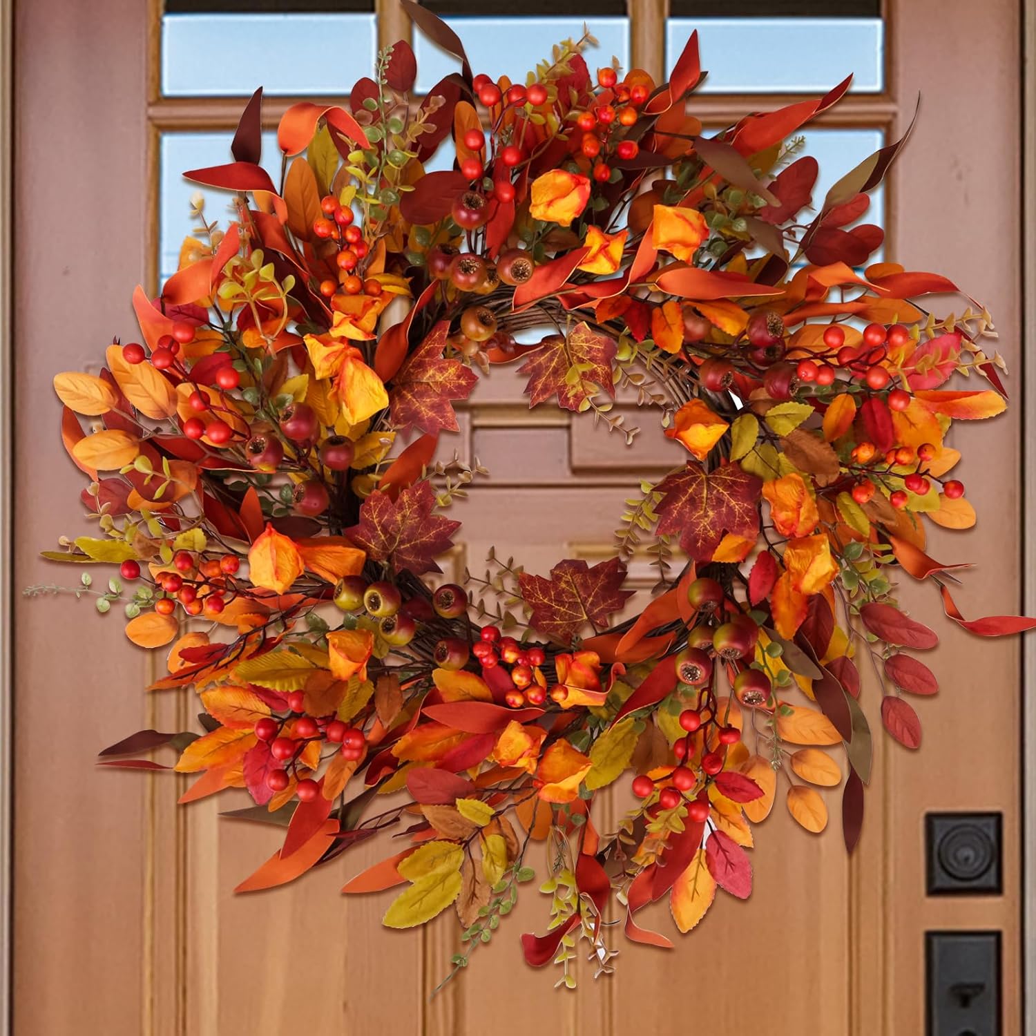 24 Inch Artificial Berry Wreath for Fall Holidays