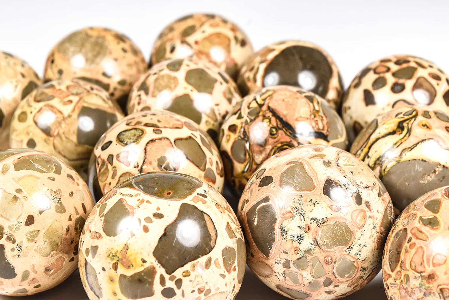 HQRP 47mm Leopardite Jasper Sphere Natural Crystal Mineral Ball with Stand