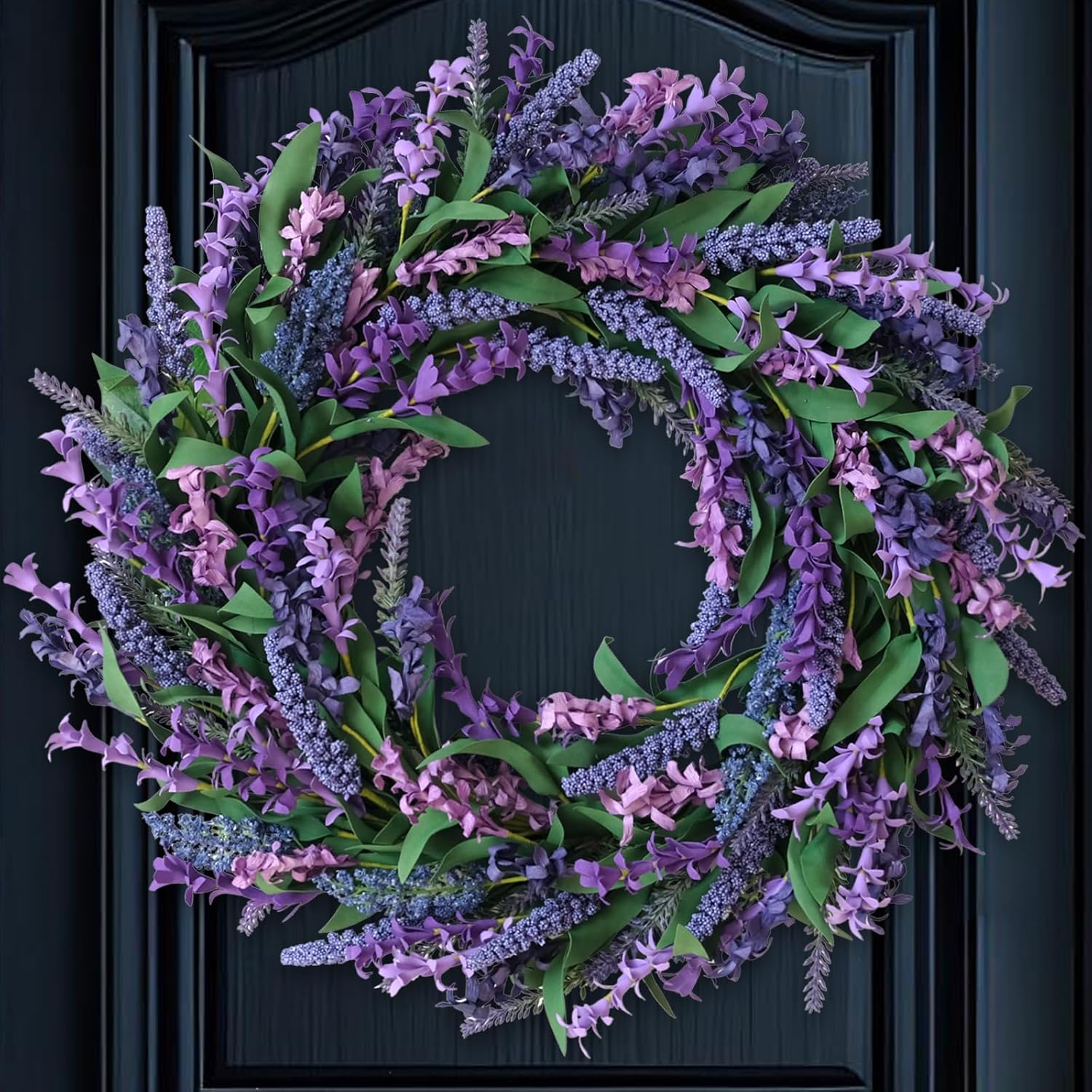 22 Inch Spring Summer Front Door Wreath Purple Lavender Decorative Accents