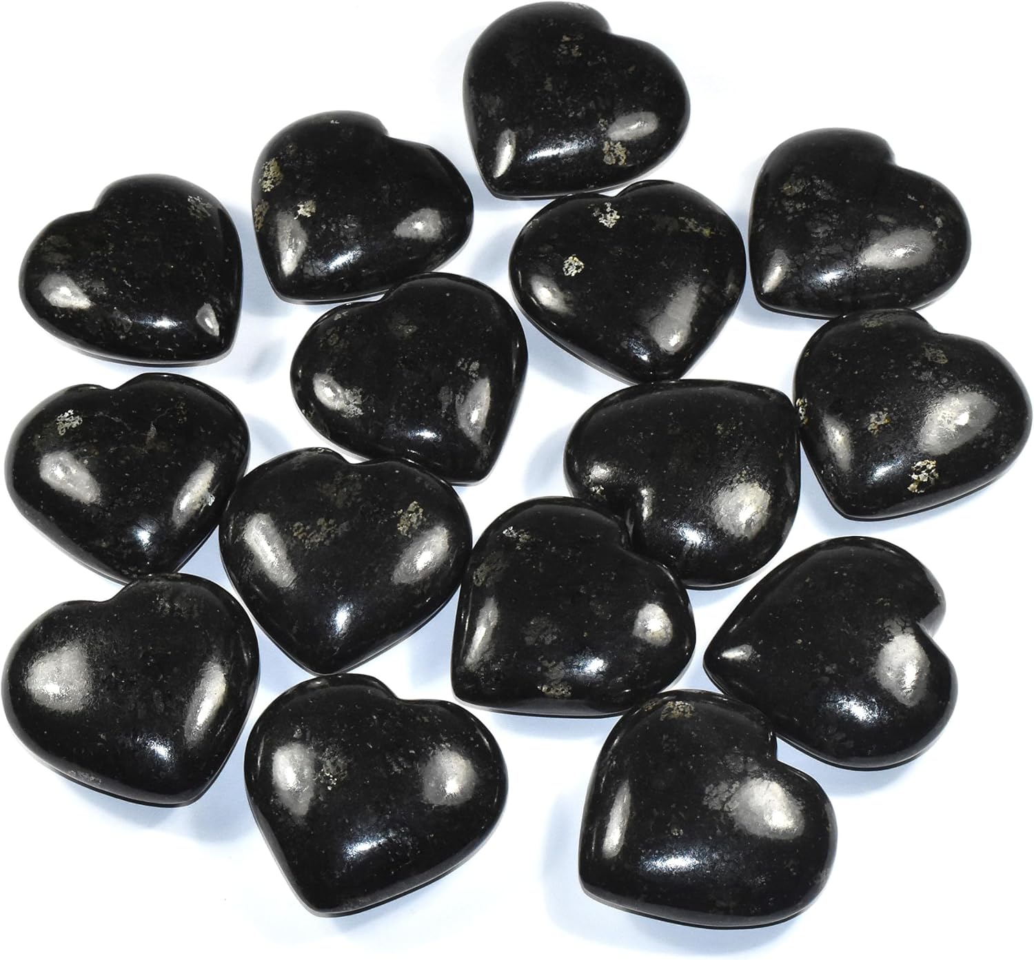Pair 25 Inch Nuummite Heart Crystals with Stand