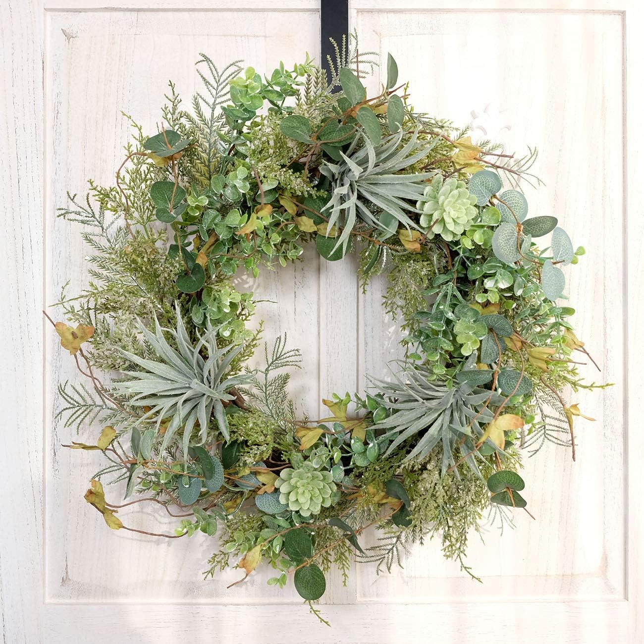 Idyllic 22 Inch Artificial Succulent Wreath for Front Door and Home Decor