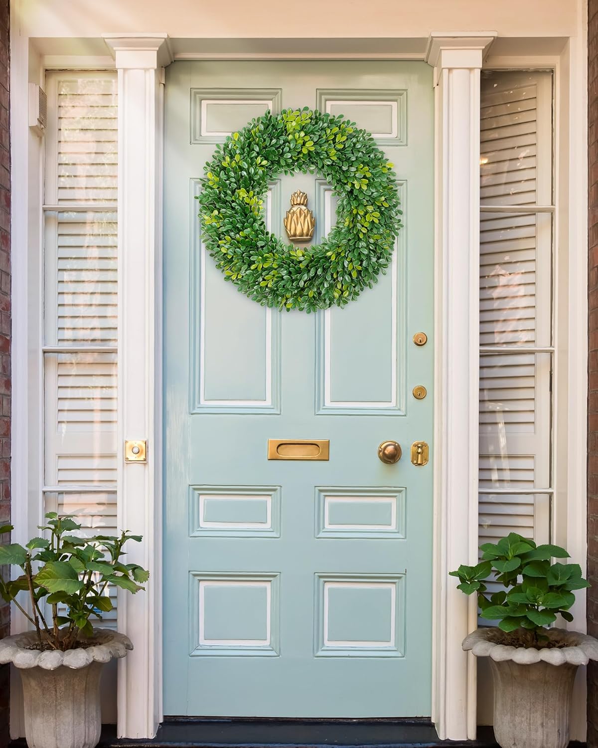 Vlorart 20 Inch Boxwood Wreath for Front Door