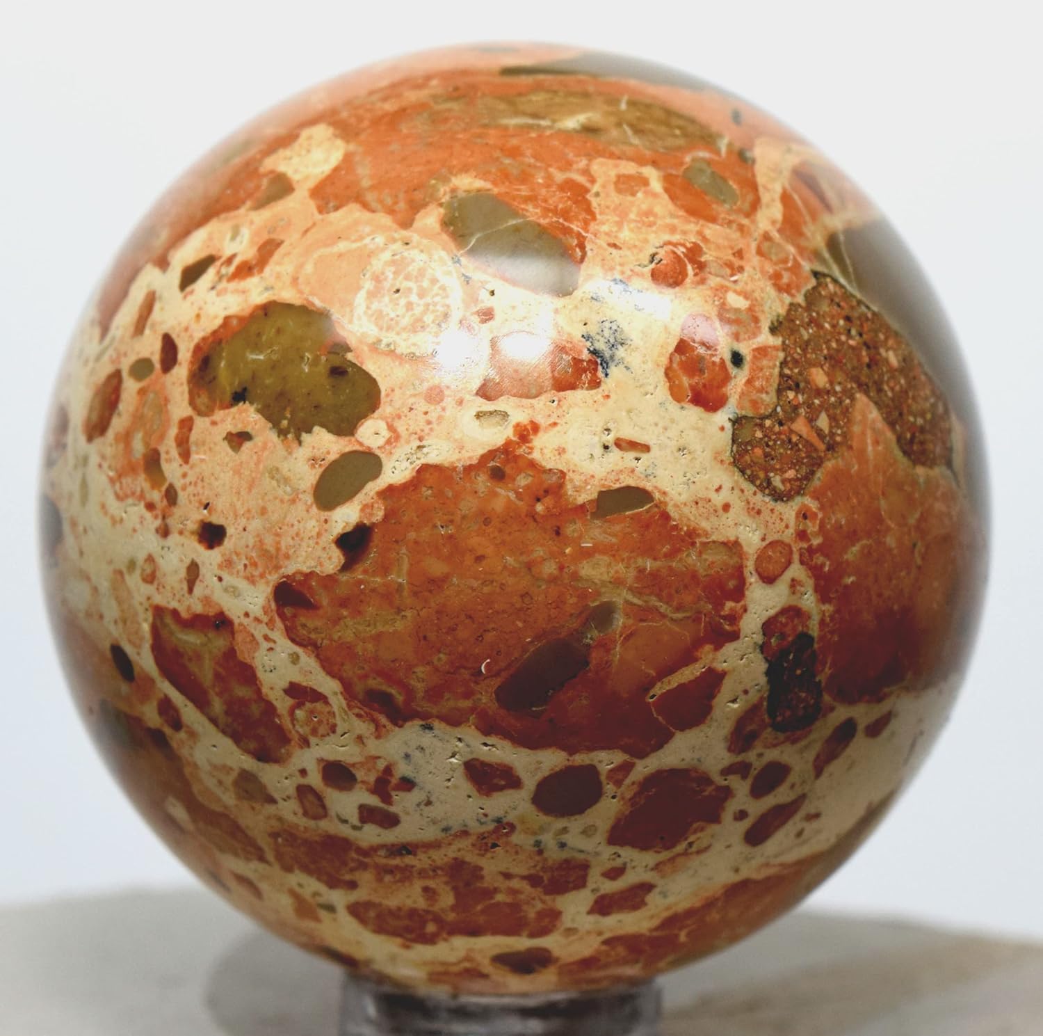 HQRP 47mm Leopardite Jasper Sphere Natural Crystal Mineral Ball with Stand