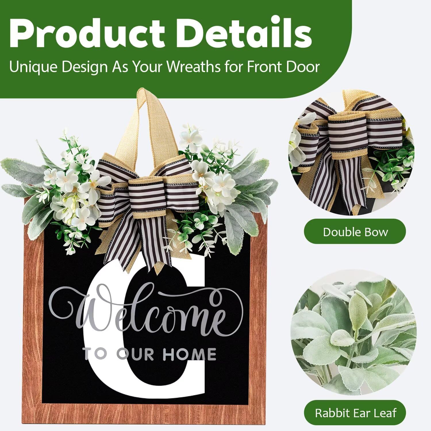 Custom Last Name Welcome Door Wreath 14 Inch