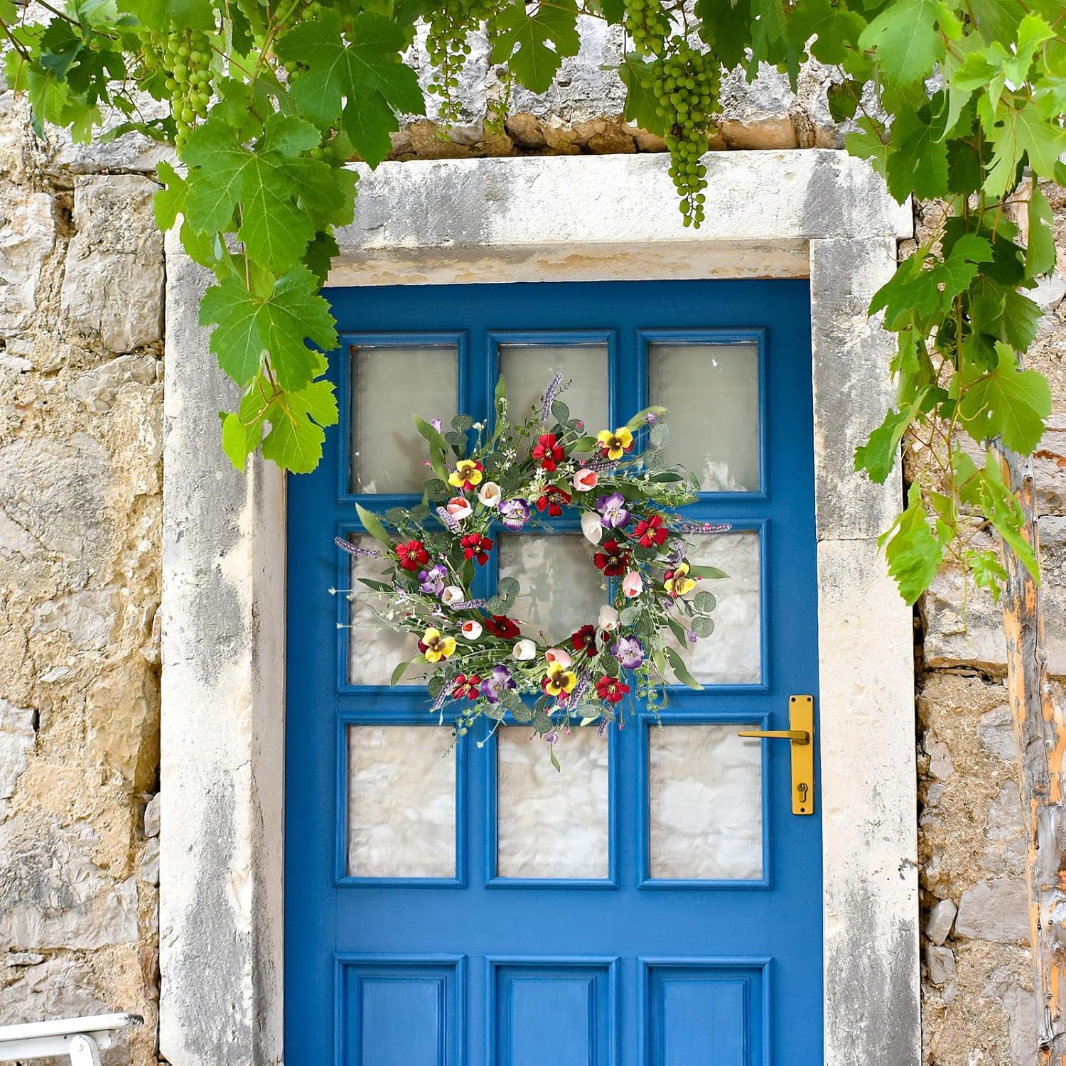 Huashen 22 Inch Summer Wreath for Front Door