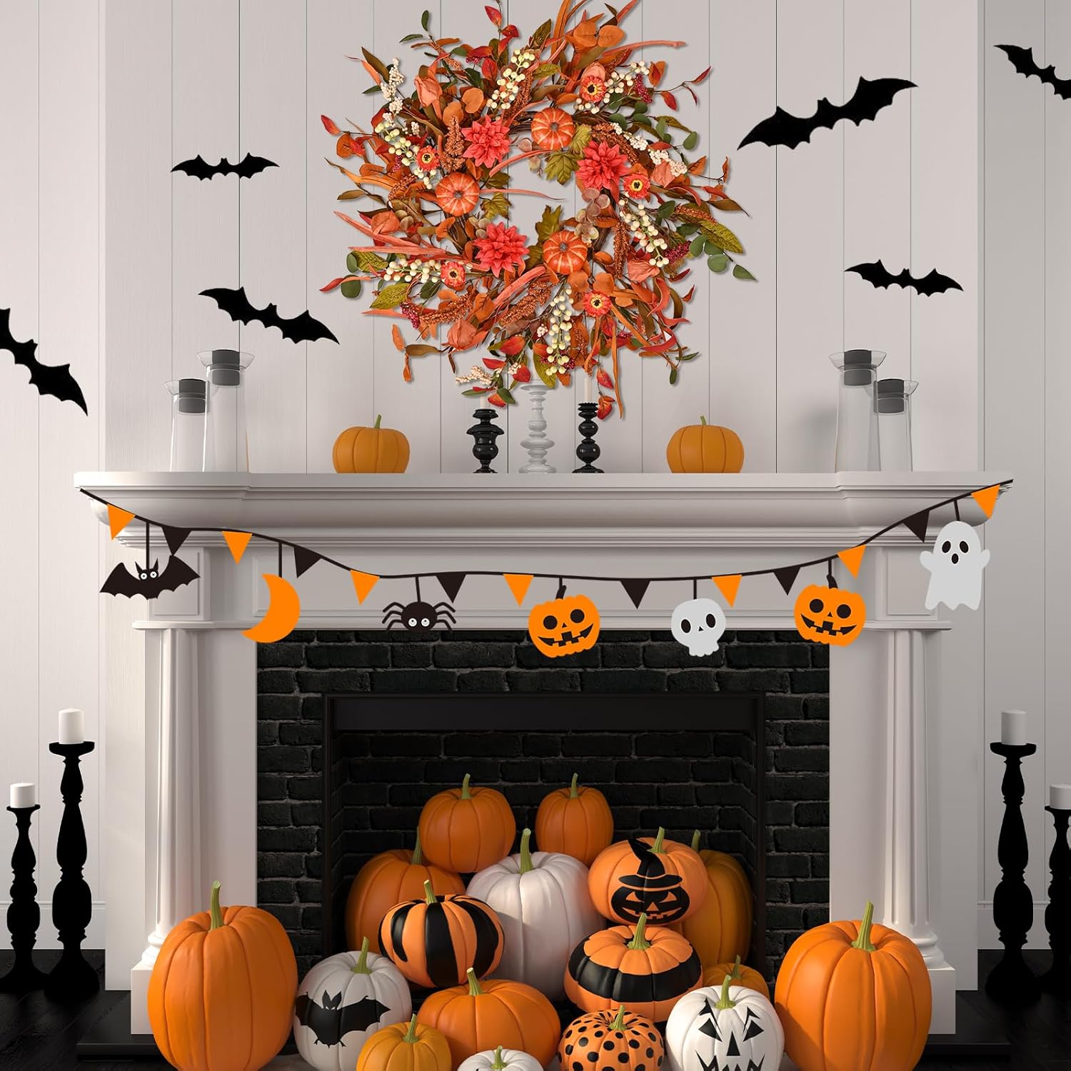 24 Inch Fall Wreath with Mixed Leaves and Berries