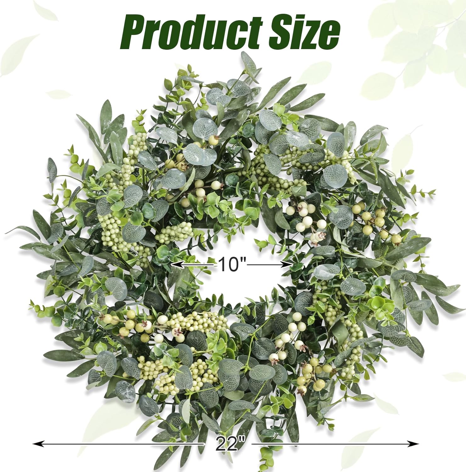 22 Inch Eucalyptus Wreath with Berries and Olive Leaves Artificial Decor