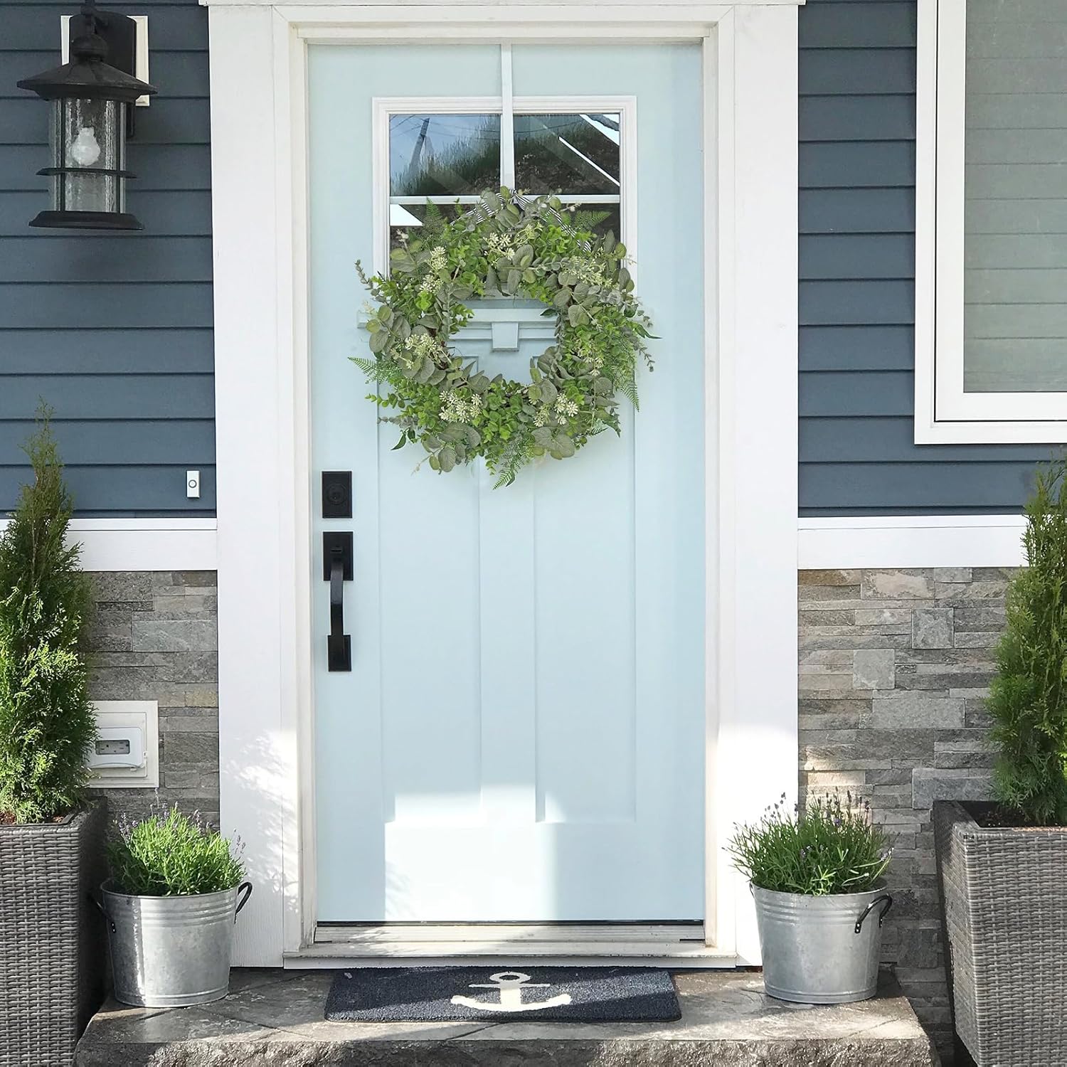 Briful 20in Eucalyptus Door Wreath for Front Door All Seasons Home Decor