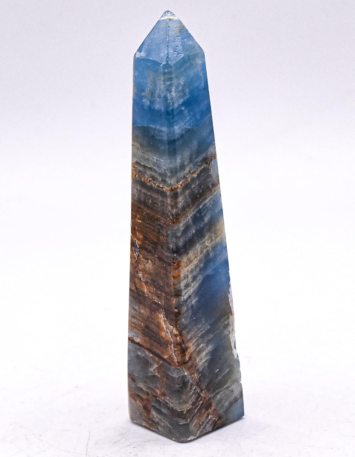 HQRP 37 Inch Blue Banded Onyx Obelisk Natural Decor Specimen Tower