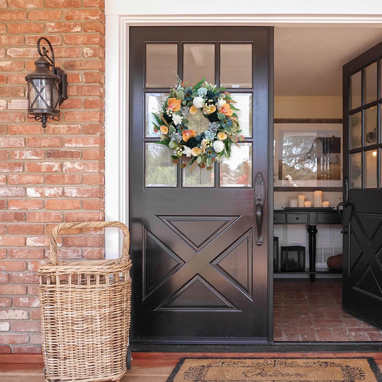 Bibelot 22 Inch Artificial Spring Floral Wreath for Front Door