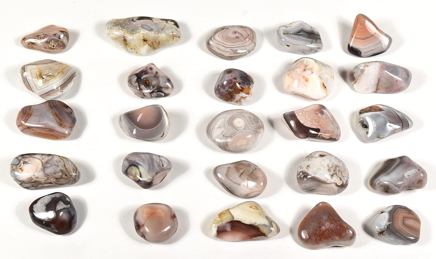 10pcs Pink Botswana Agate Tumbled Stones for Fountain Decor