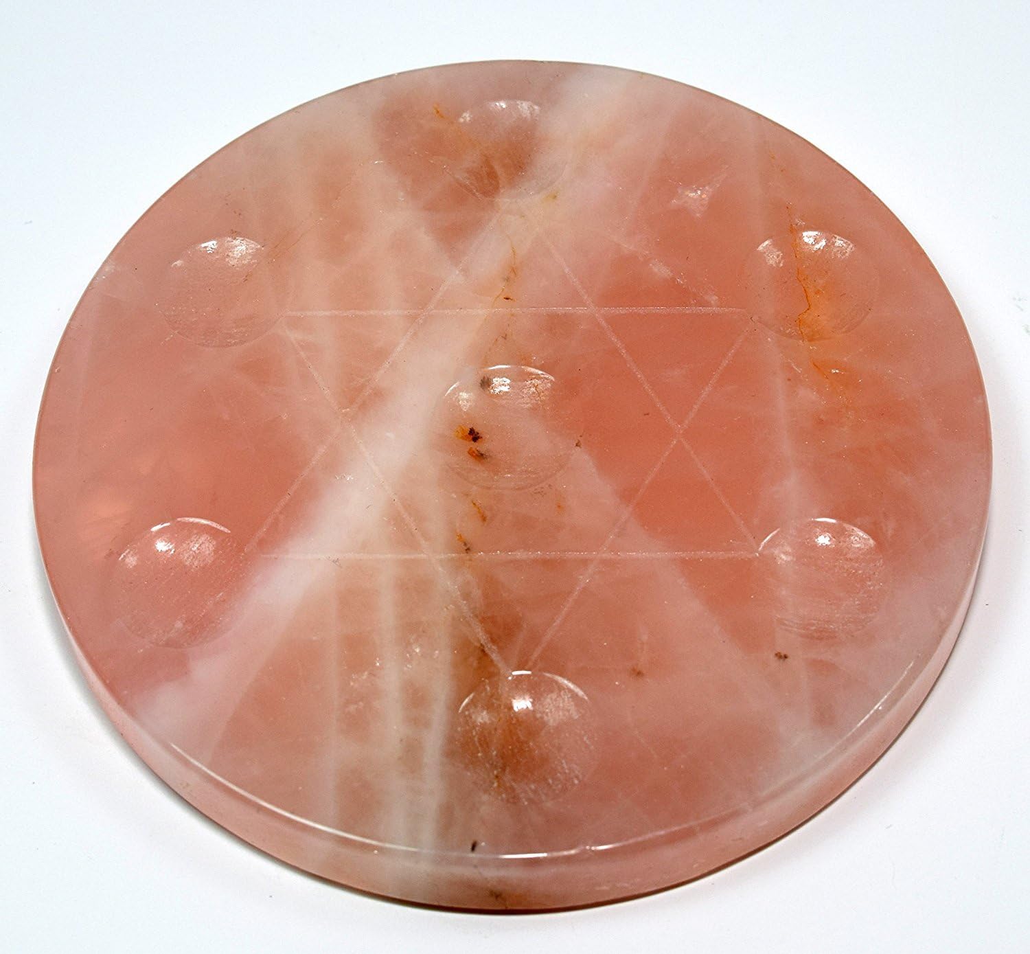 Rose Quartz Egg Crystal Stand with Star of David Design
