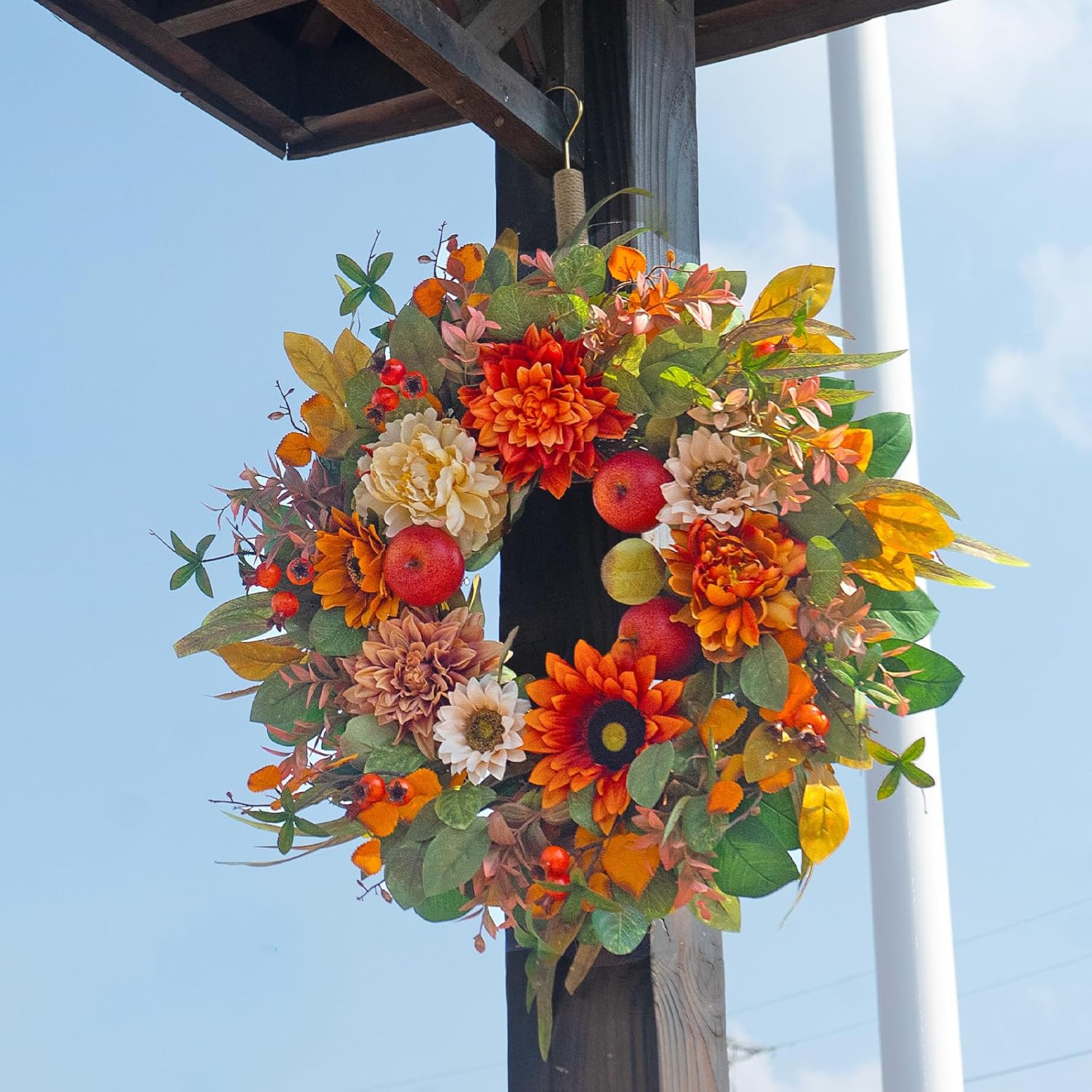 24 Inch Fall Wreath for Front Door Decor