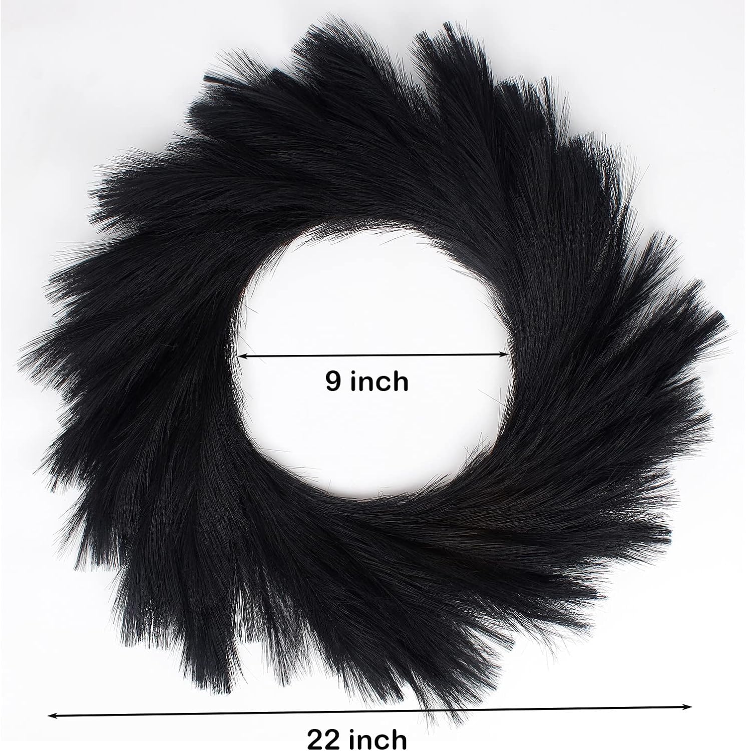 24 Inch Black Faux Pampas Grass Wreath for Front Door