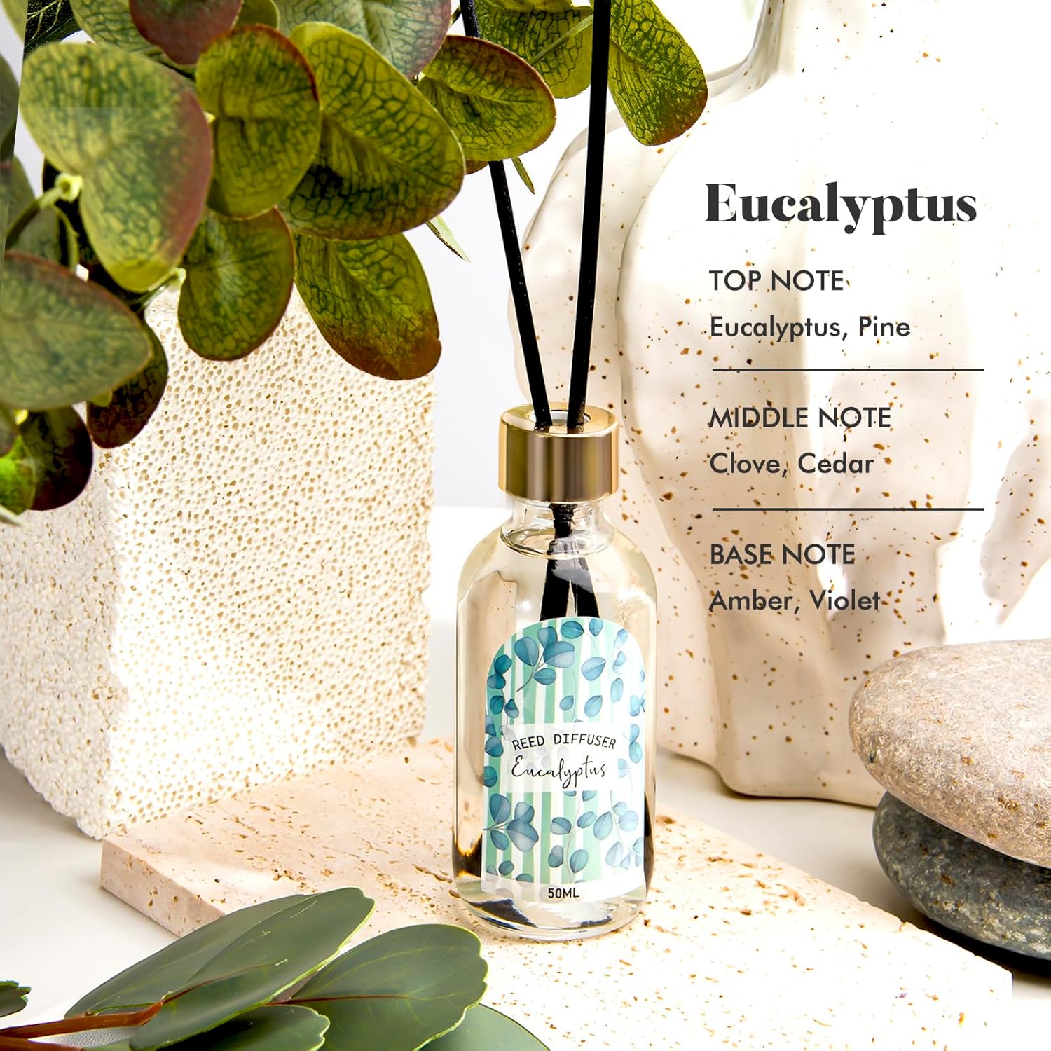 3 Pack Reed Diffuser Set Linen Eucalyptus Citrus Scented for Home Office Decor